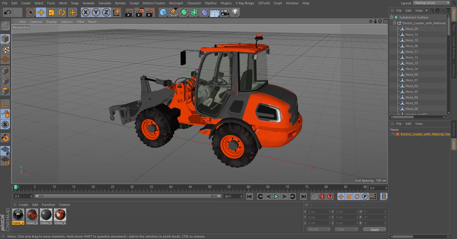 3D Electric Loader with Material Handling Arm Simple Interior model