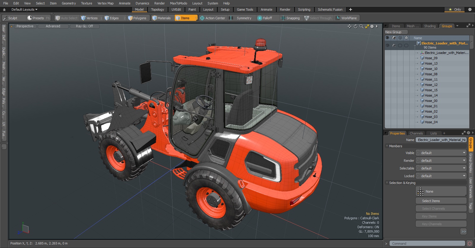 3D Electric Loader with Material Handling Arm Simple Interior model