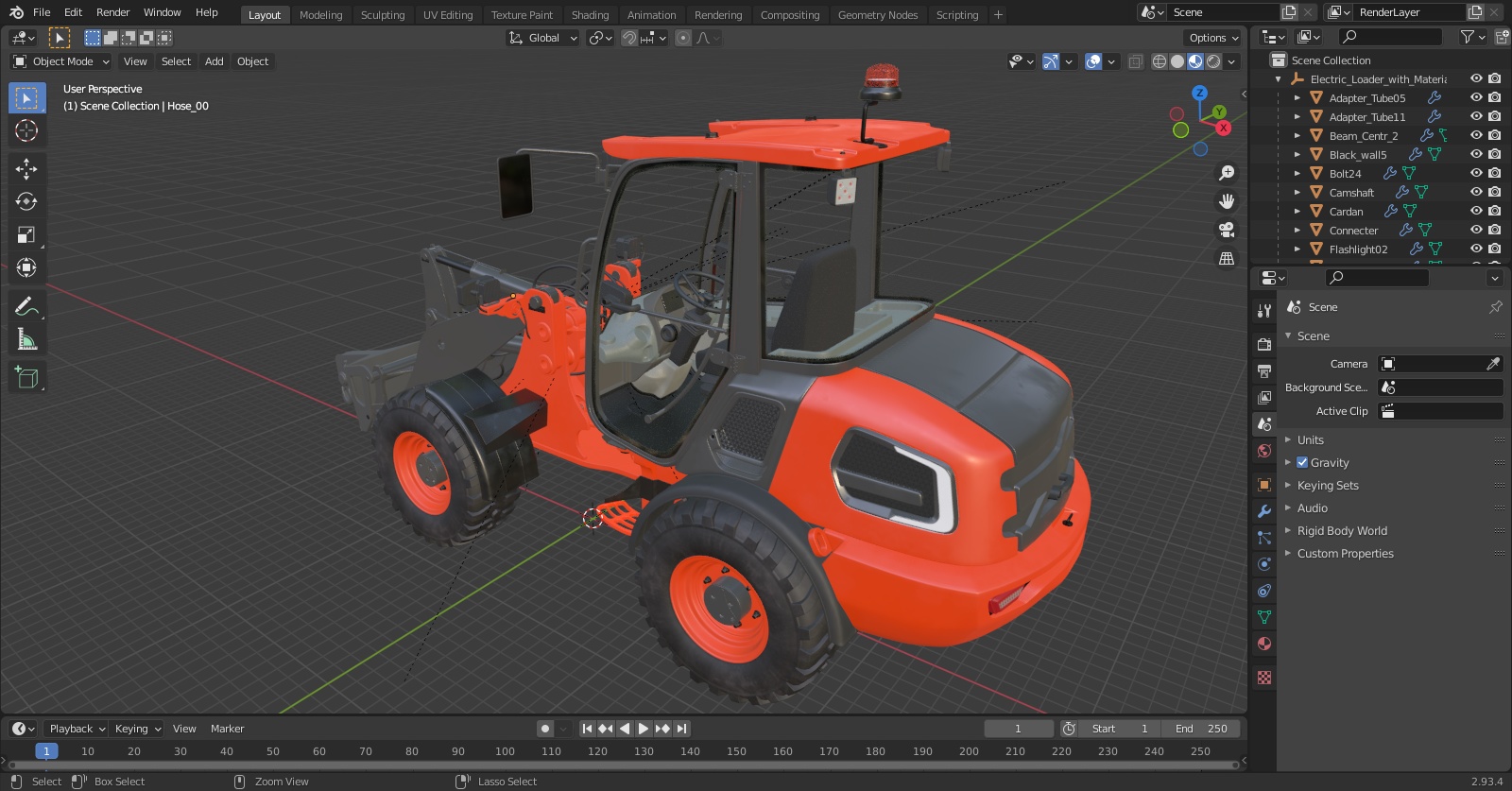 3D Electric Loader with Material Handling Arm Simple Interior model