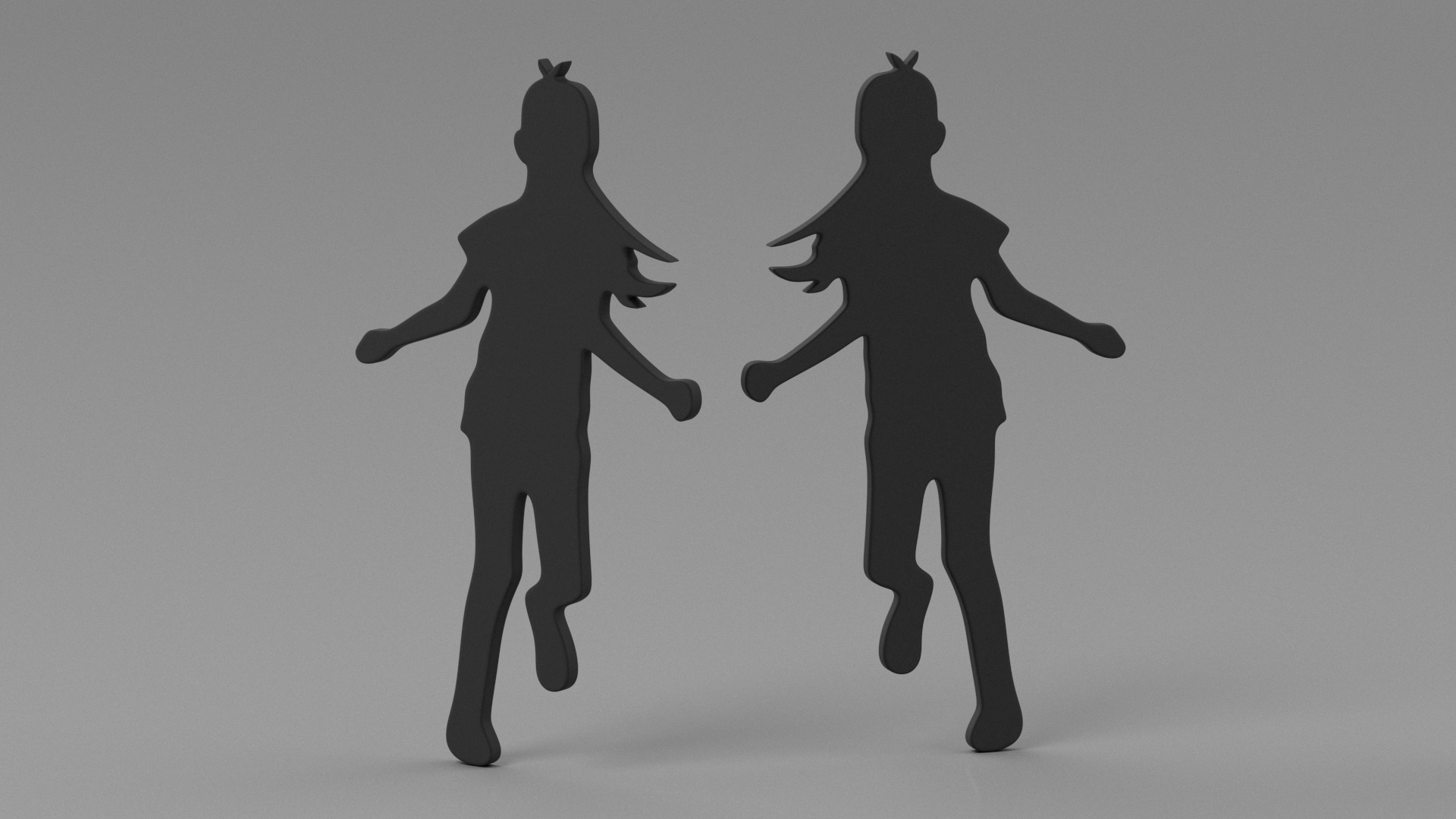 3D Child Girl Silhouette