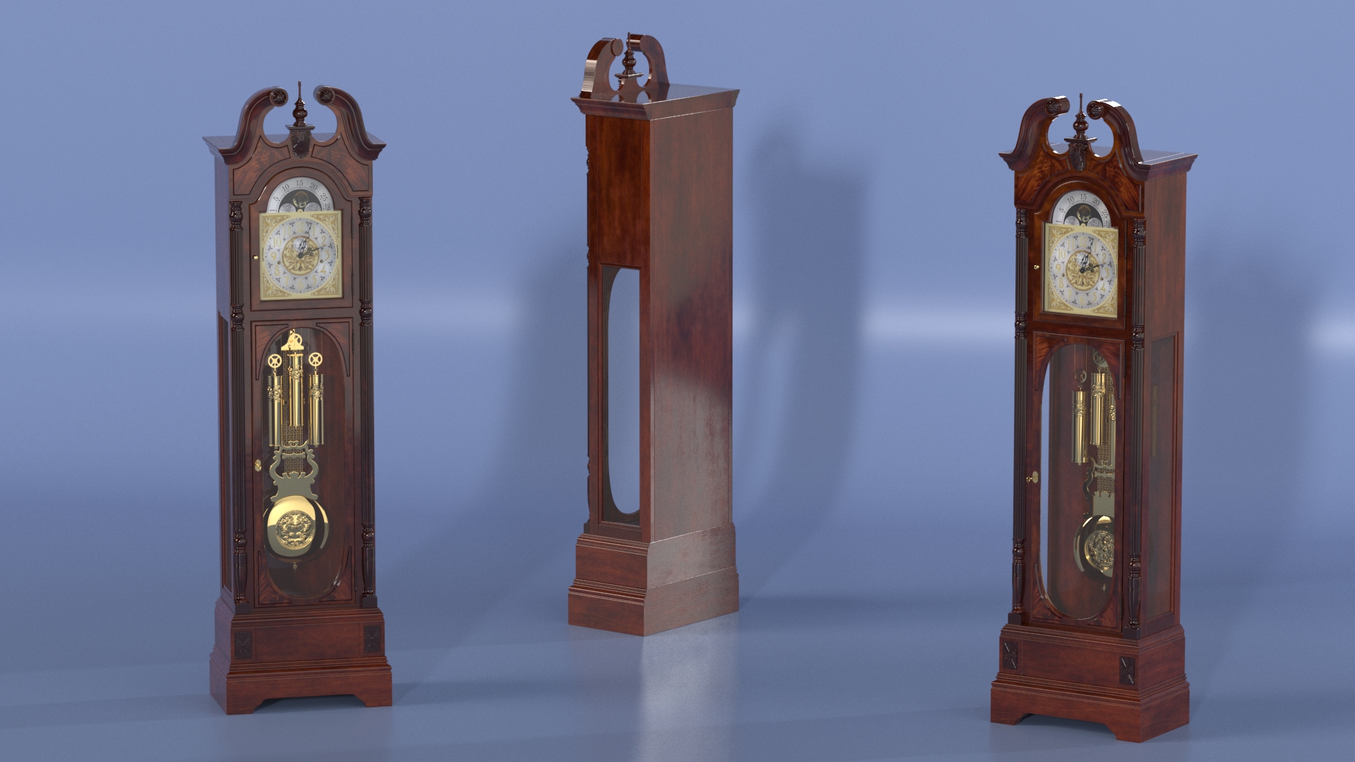 Grandfather Clock Walnut 3D model