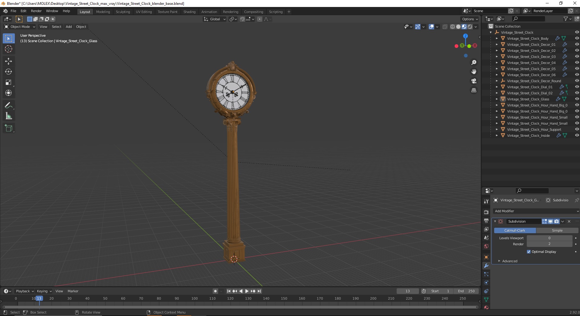 3D model Vintage Street Clock