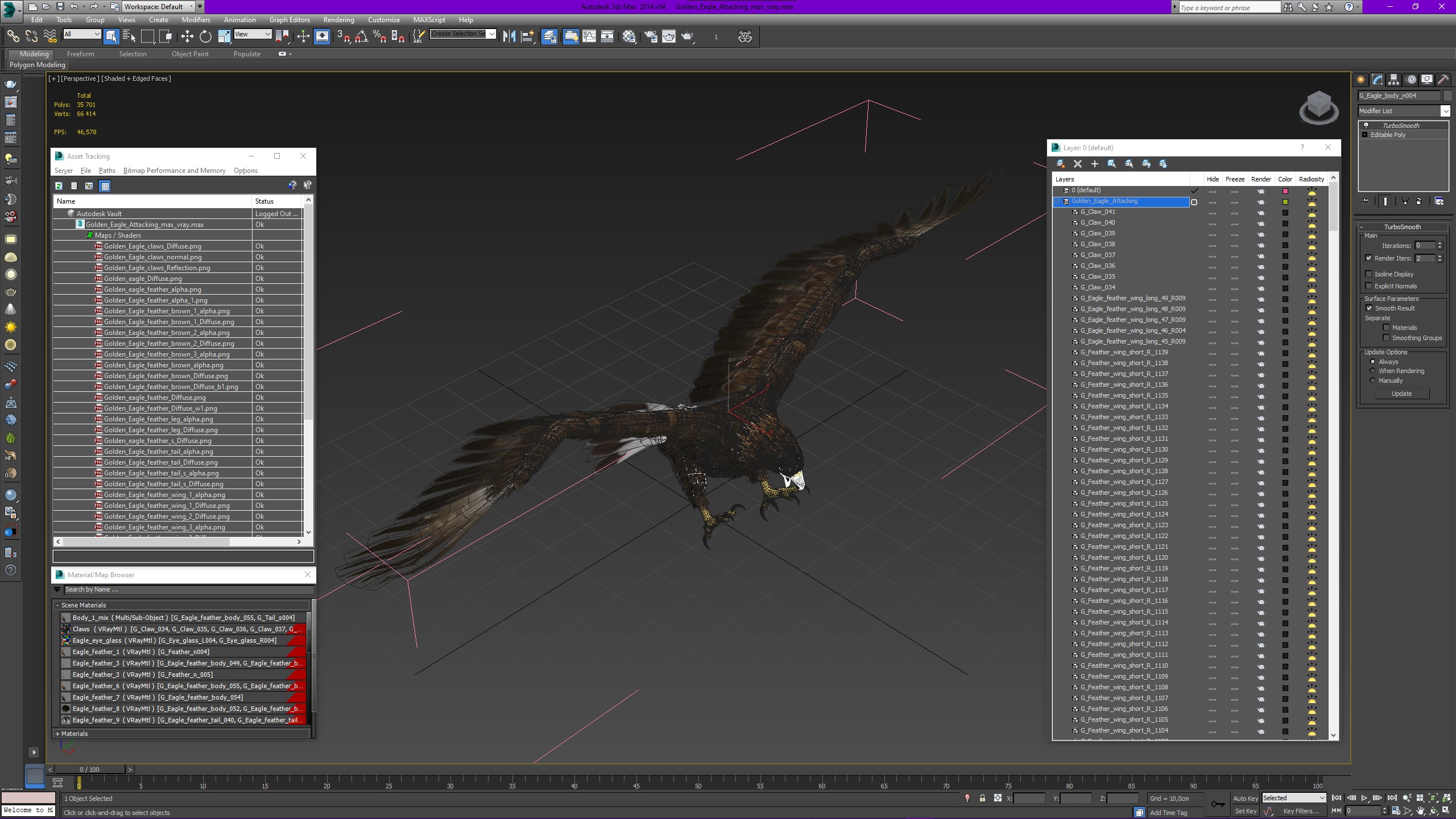 Golden Eagle Attacking 3D