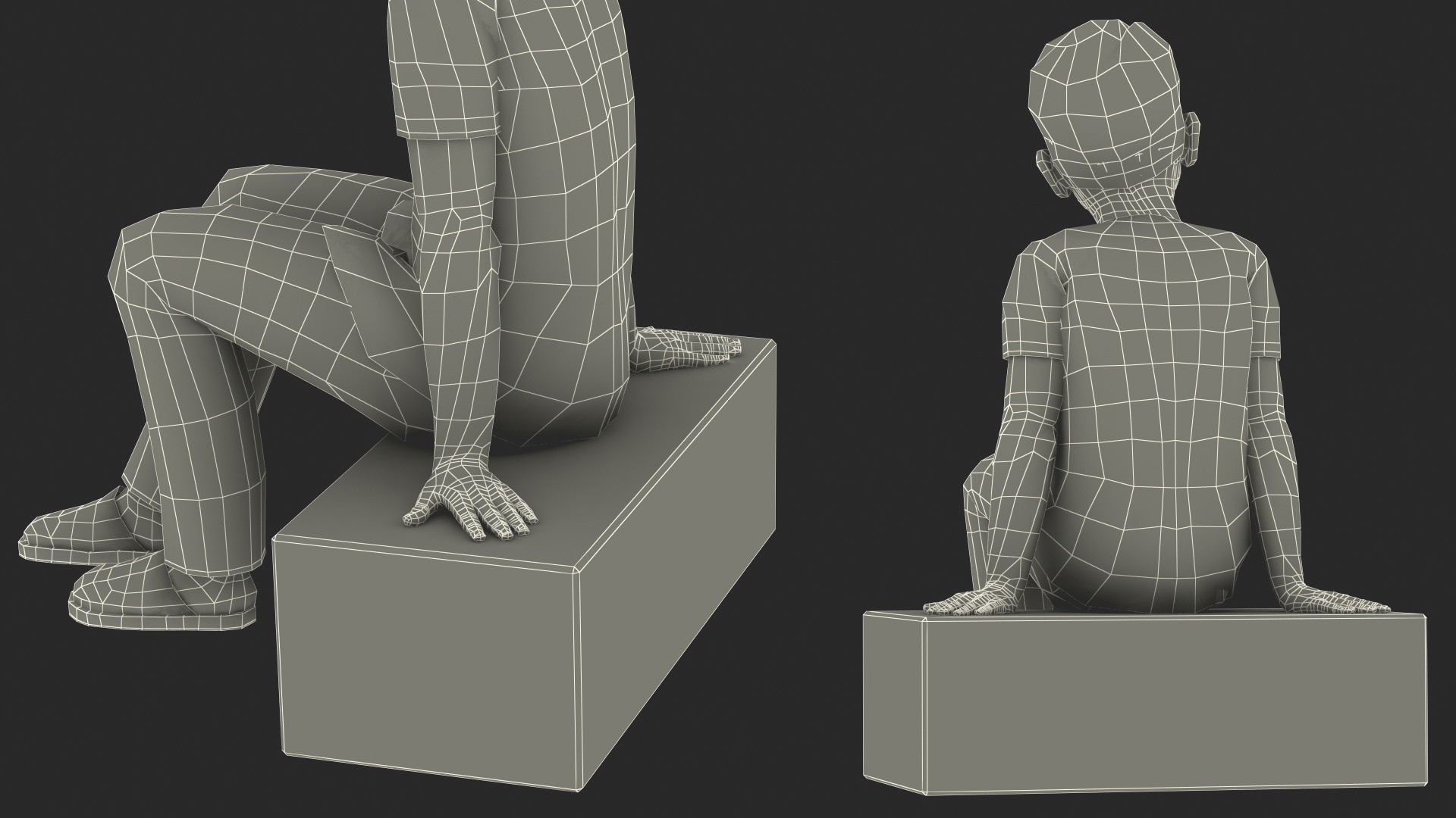 3D Sitting Asian Boy in Spiderman Pajamas model