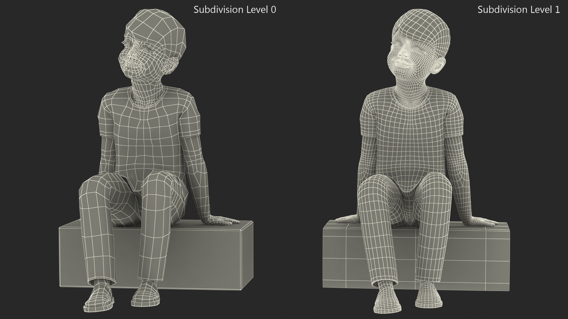 3D Sitting Asian Boy in Spiderman Pajamas model