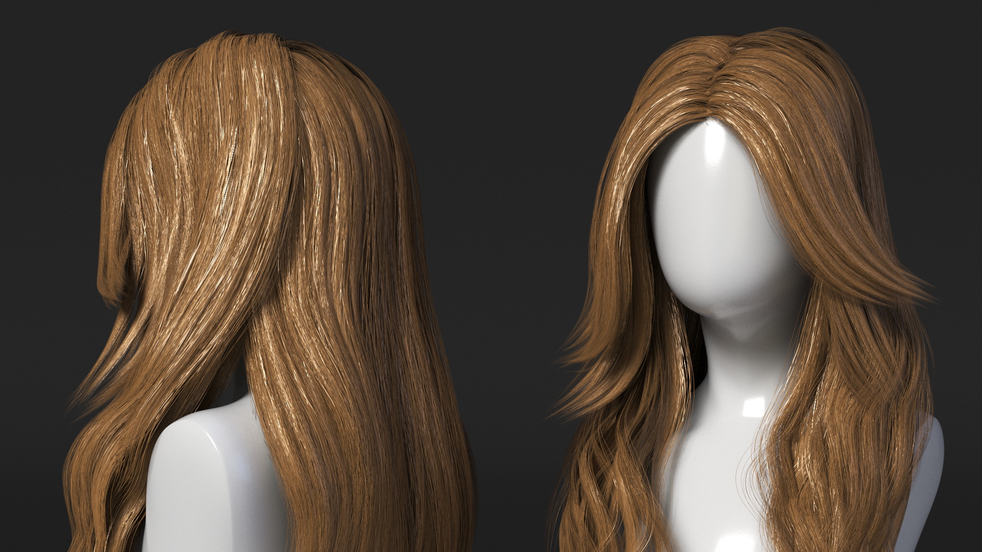 Long Hairstyle Wig Brown 3D model