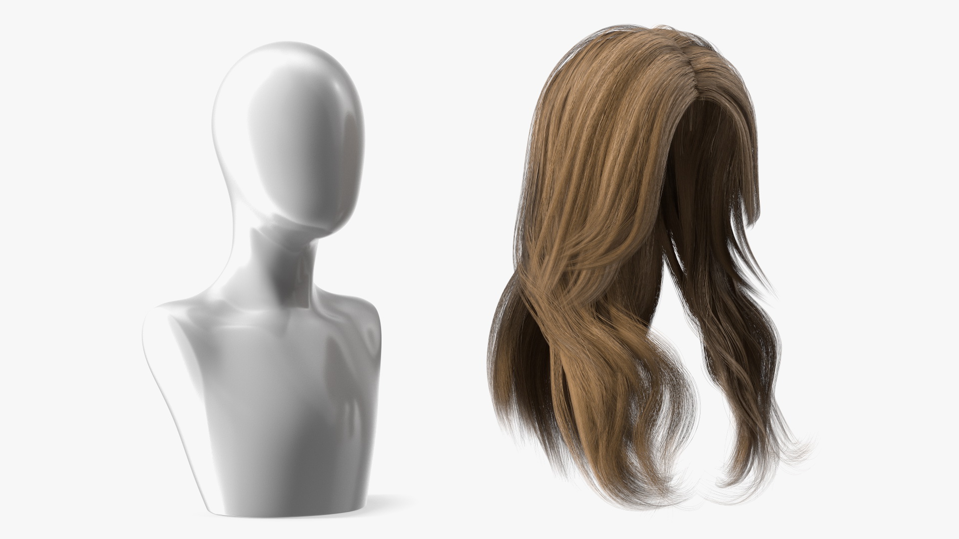 Long Hairstyle Wig Brown 3D model