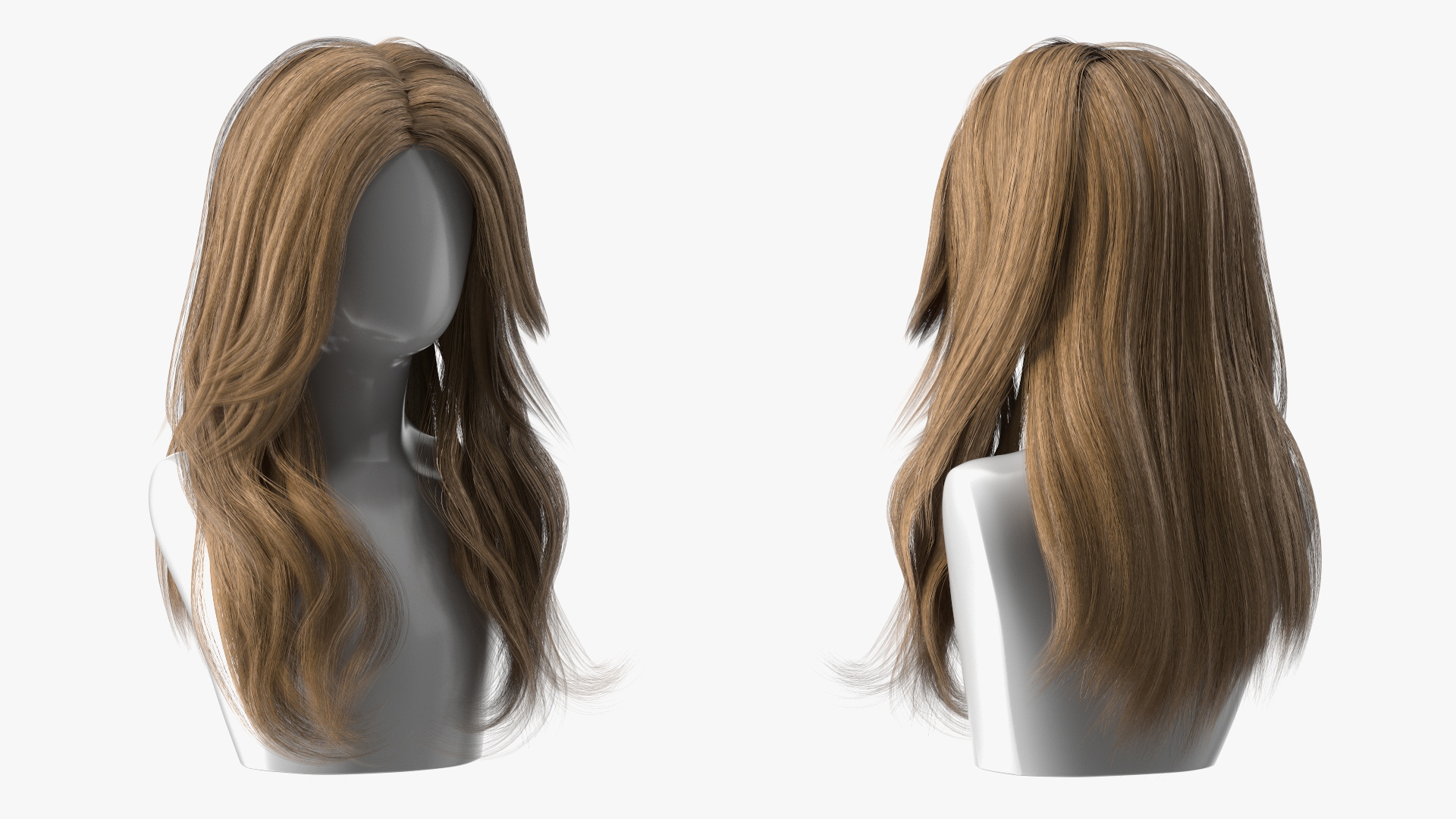 Long Hairstyle Wig Brown 3D model