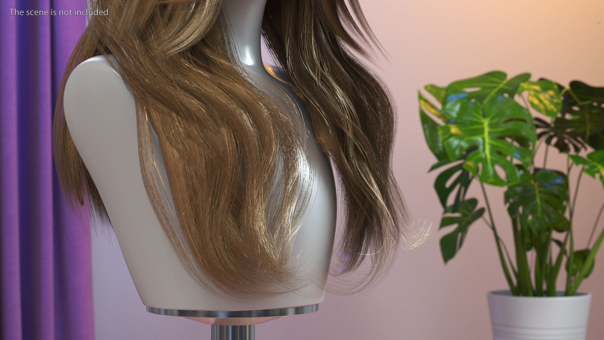 Long Hairstyle Wig Brown 3D model