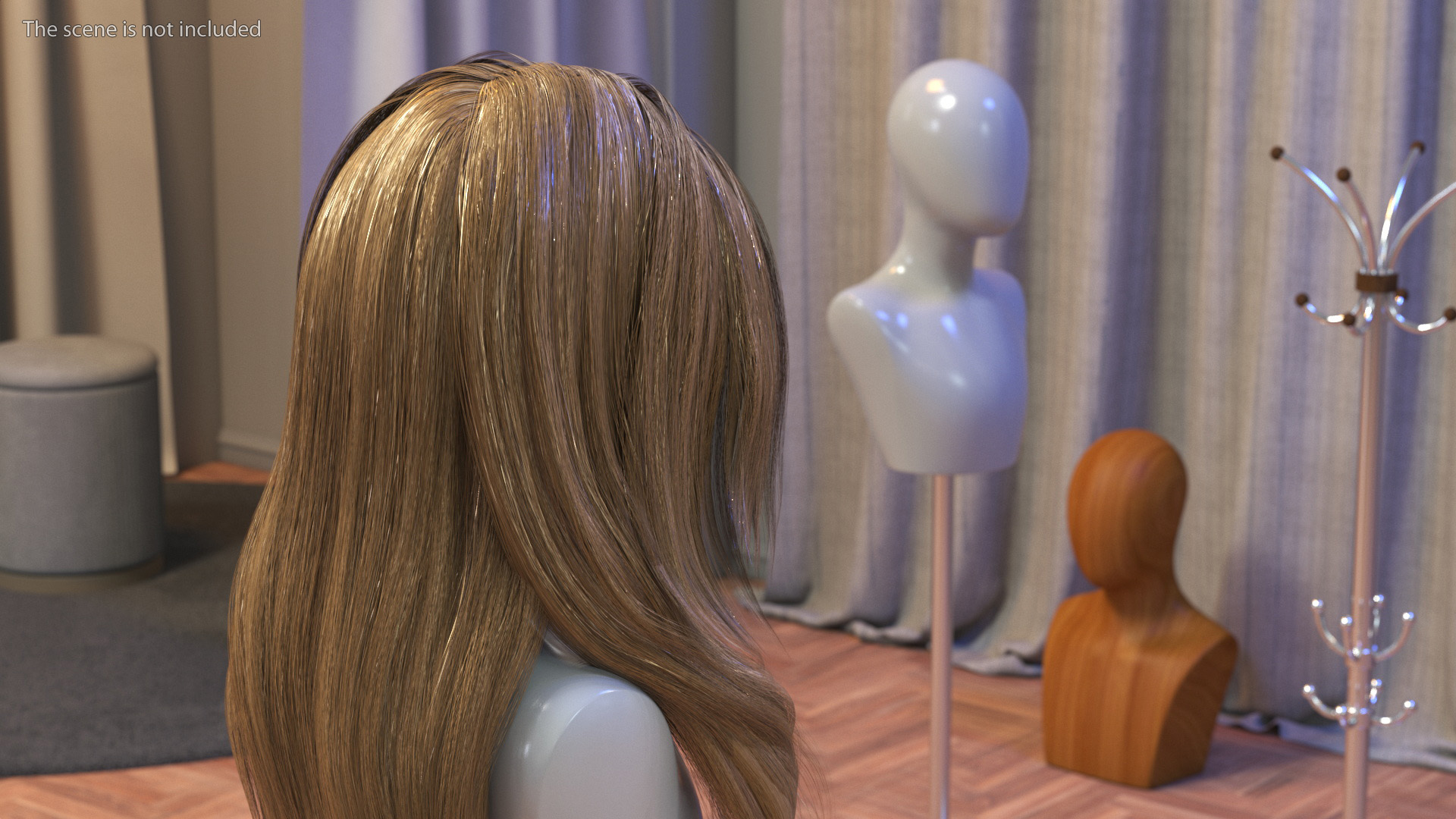 Long Hairstyle Wig Brown 3D model