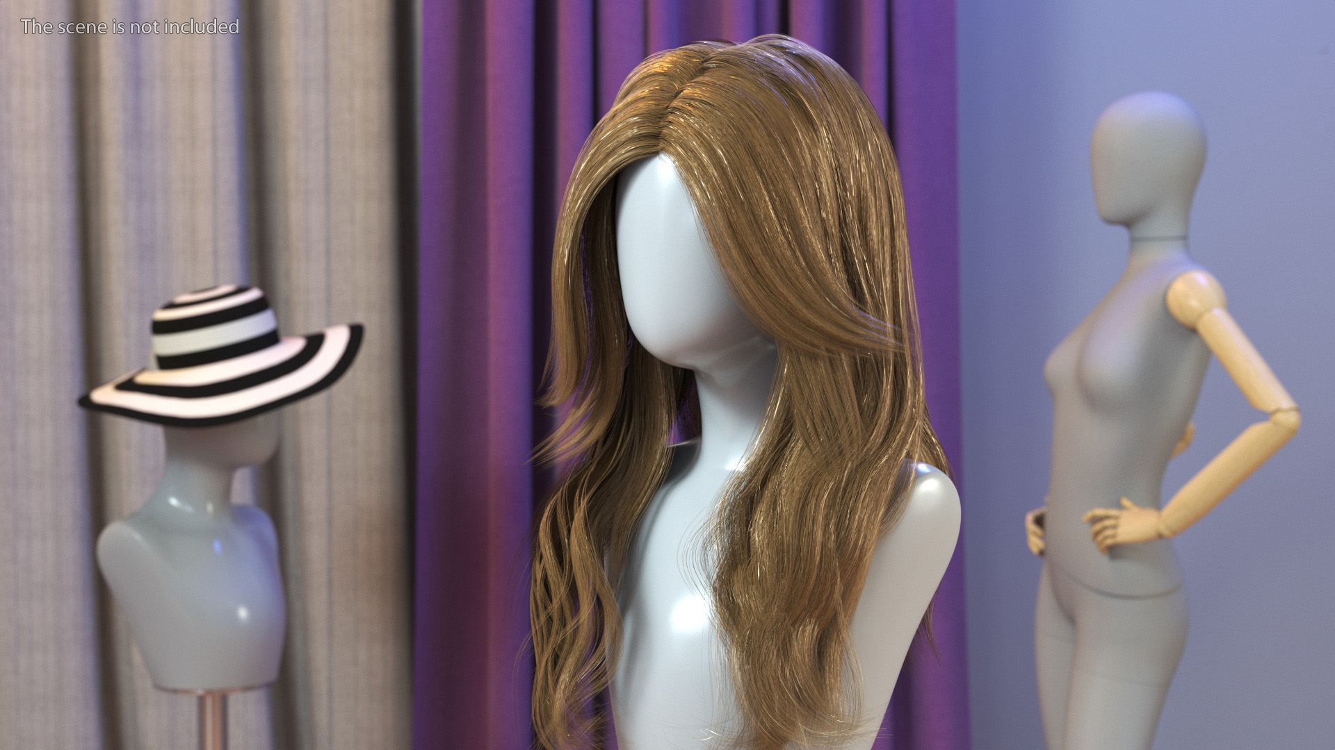 Long Hairstyle Wig Brown 3D model