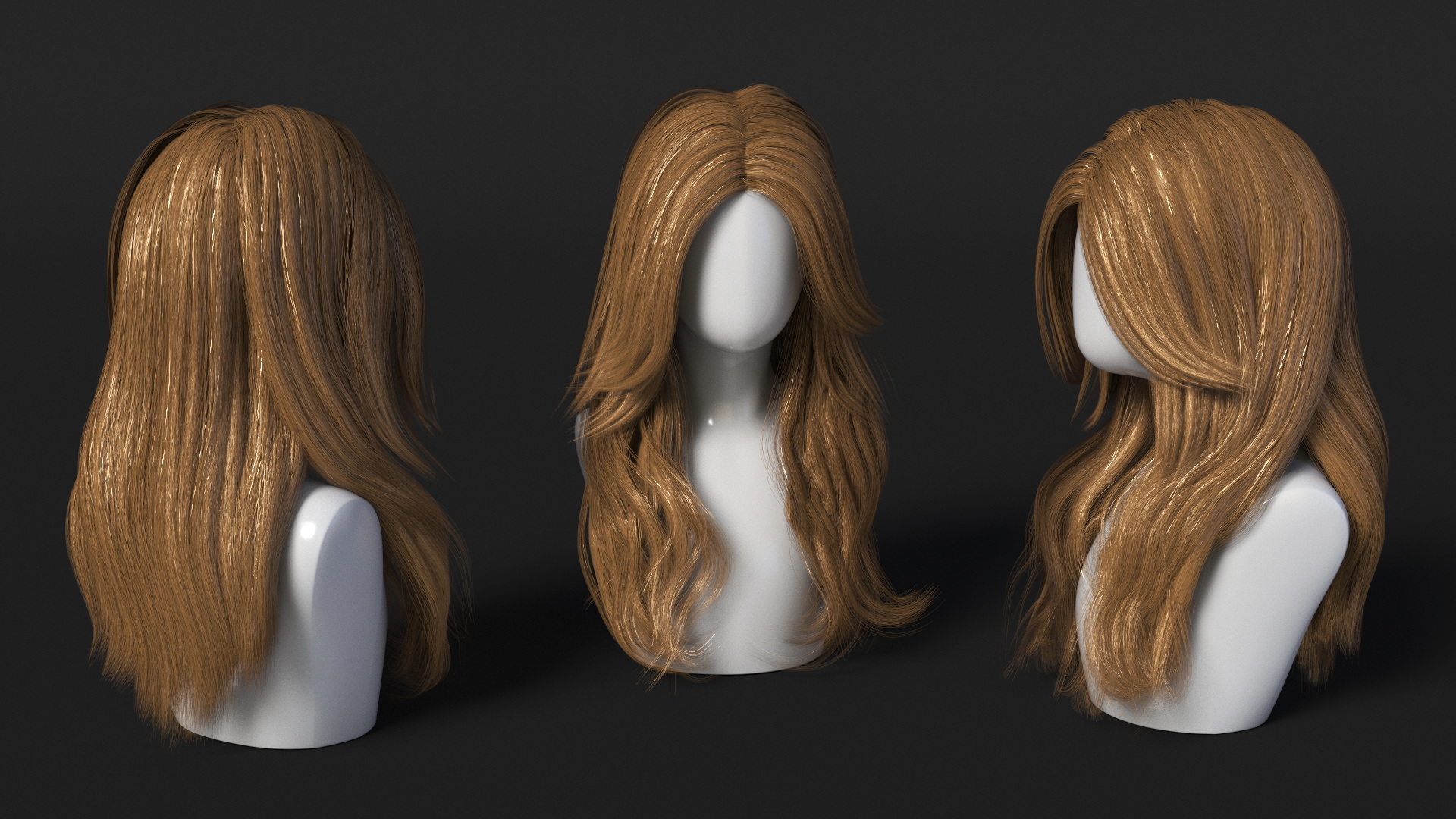 Long Hairstyle Wig Brown 3D model