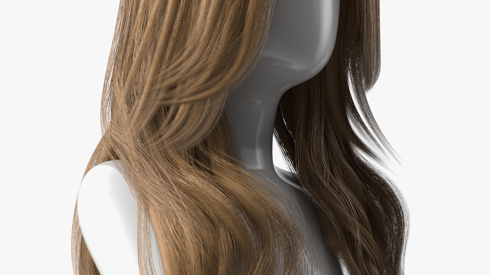 Long Hairstyle Wig Brown 3D model