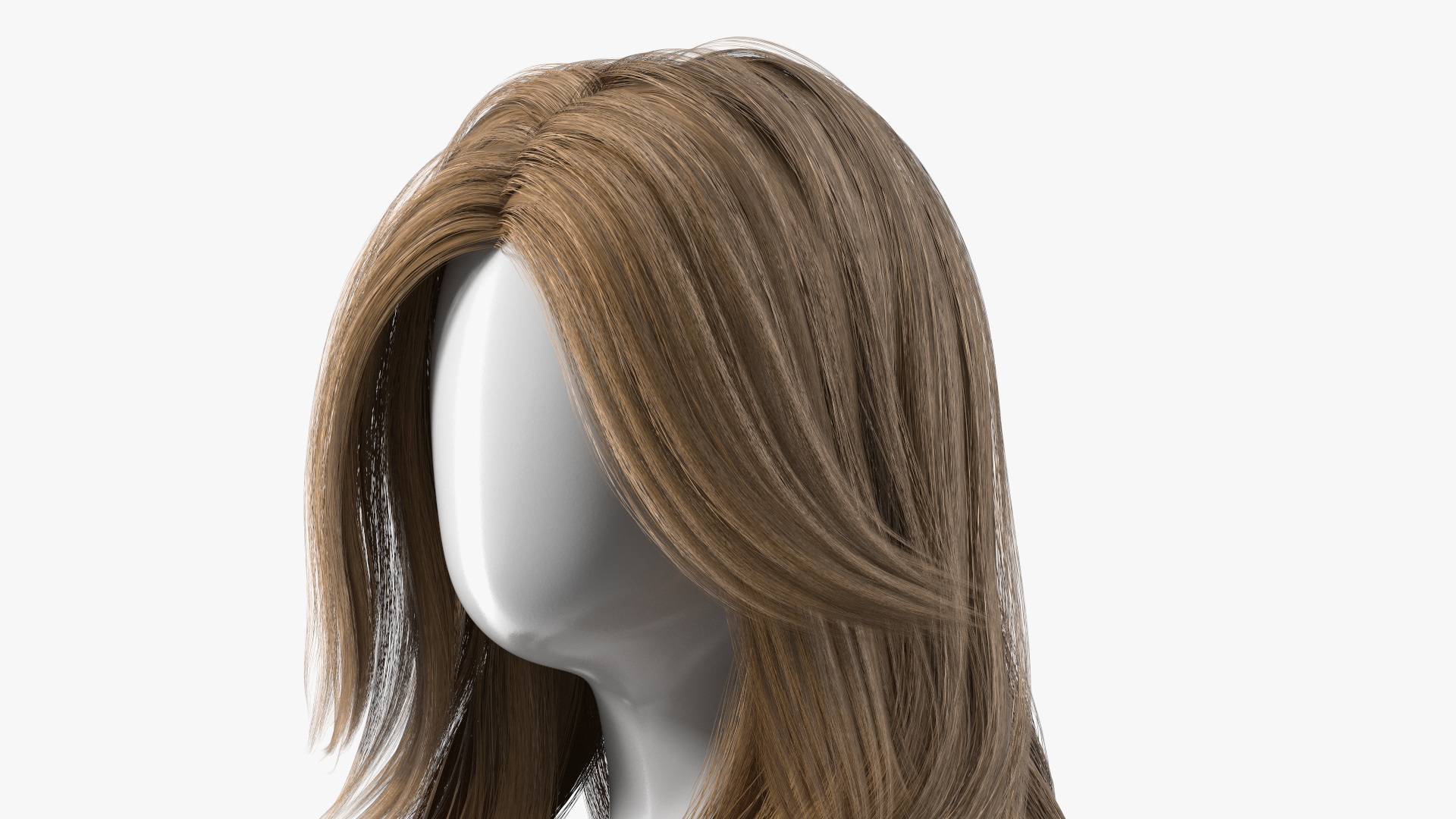 Long Hairstyle Wig Brown 3D model