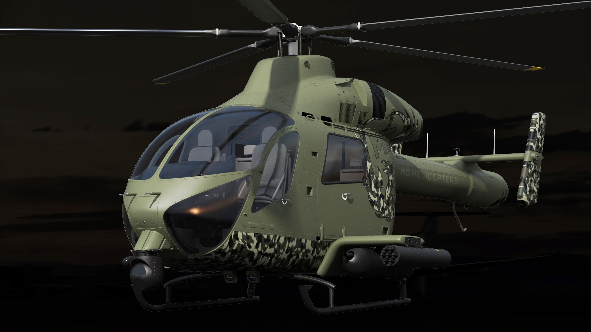 MD 969 Twin Attack Helicopter 3D model