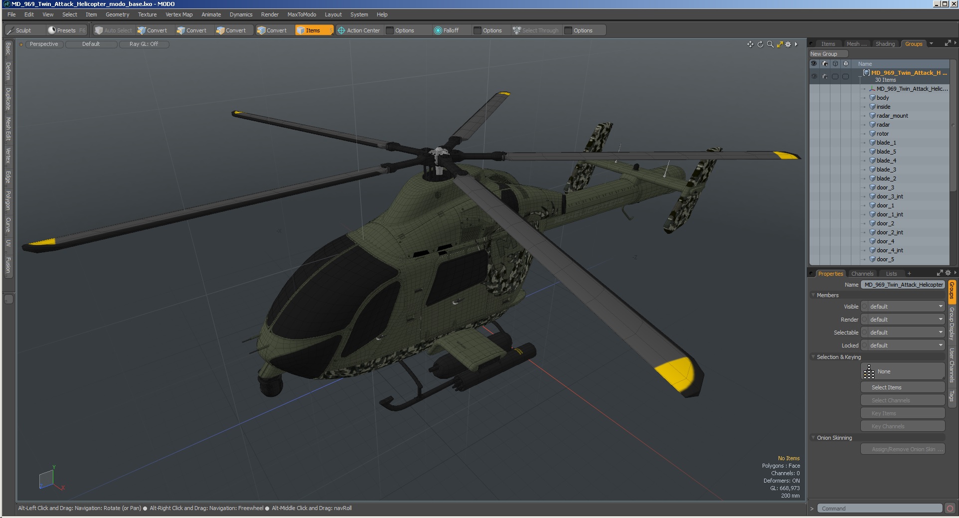 MD 969 Twin Attack Helicopter 3D model