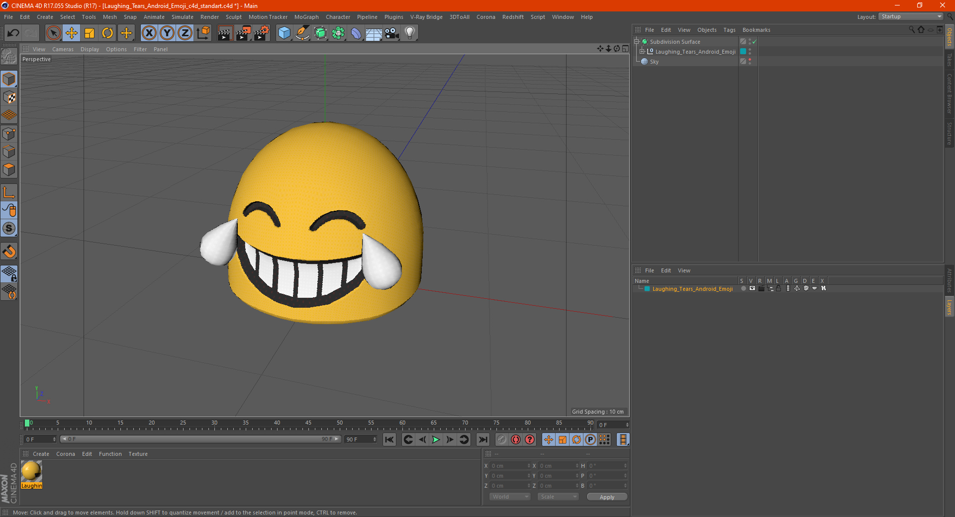 3D Laughing Tears Android Emoji model