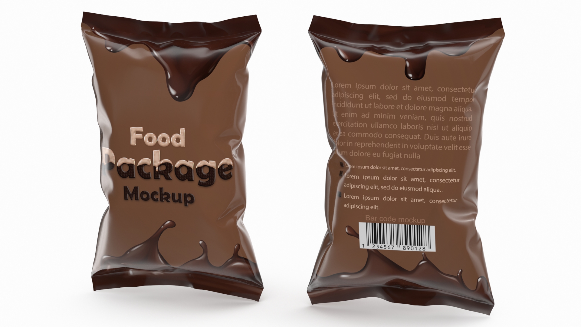 3D model Mockup Food Package Brown