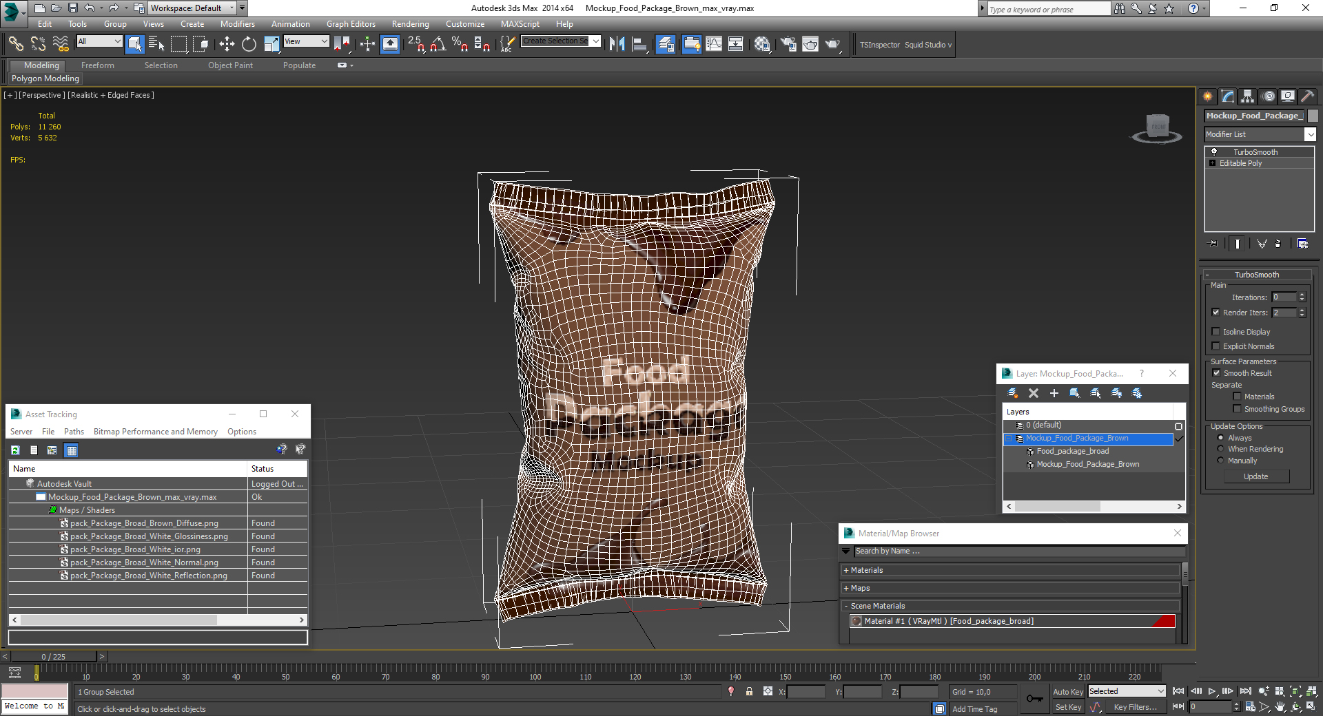 3D model Mockup Food Package Brown