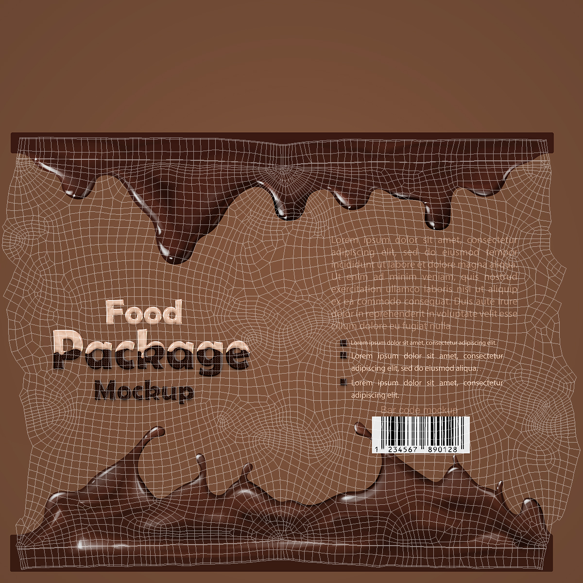 3D model Mockup Food Package Brown