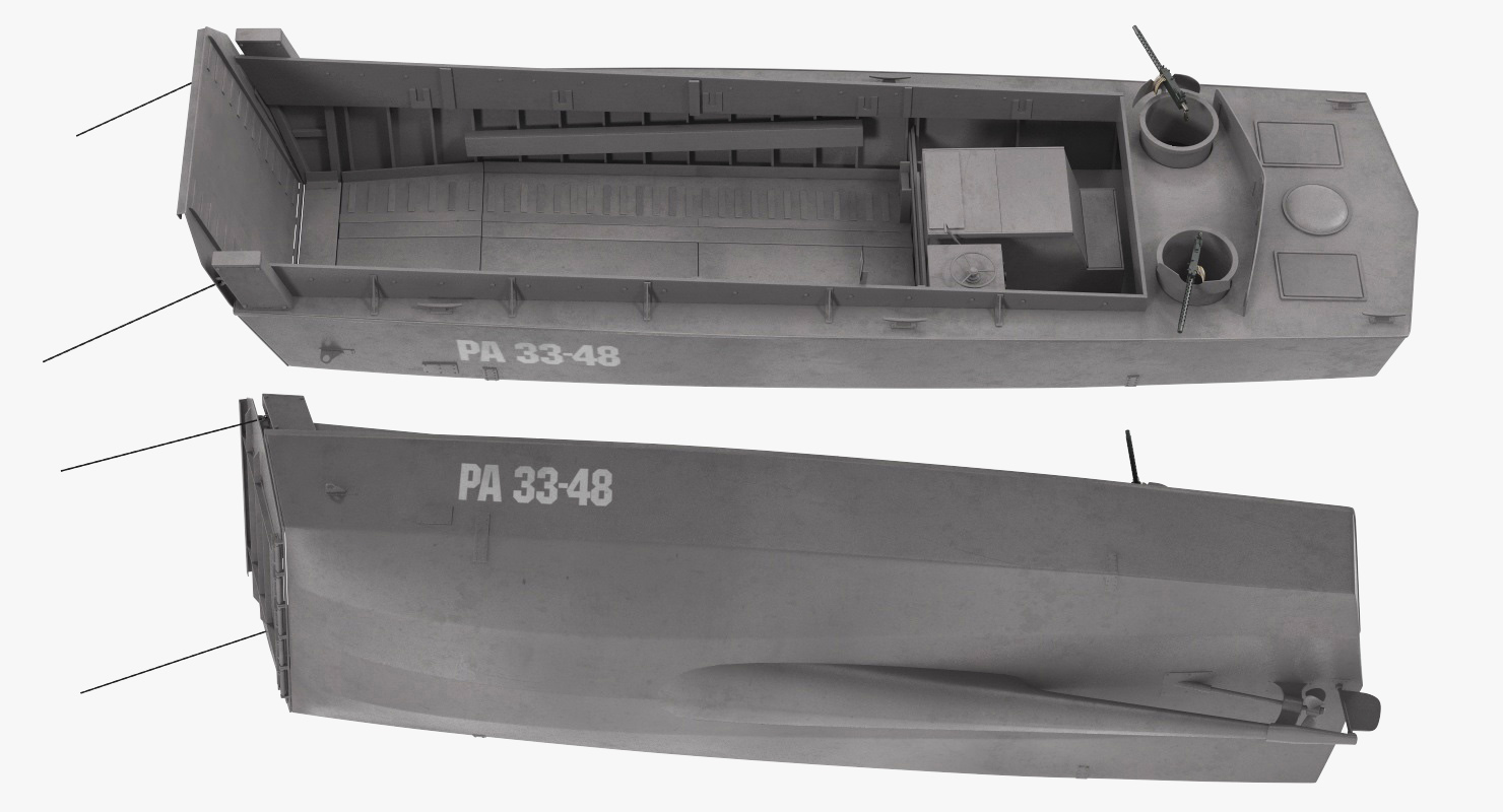 3D Landing Craft Higgins Boat Rigged model