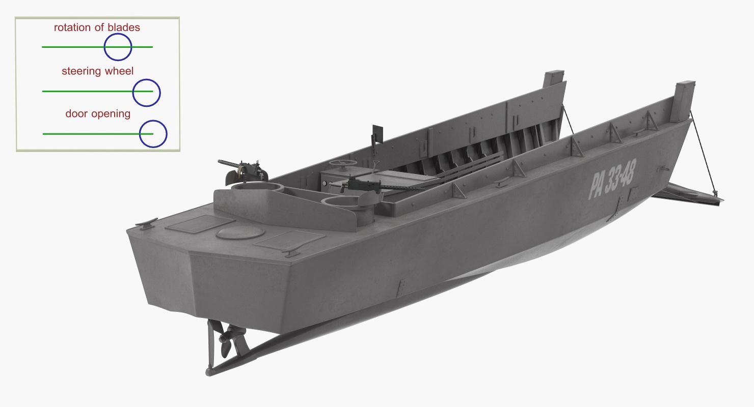 3D Landing Craft Higgins Boat Rigged model