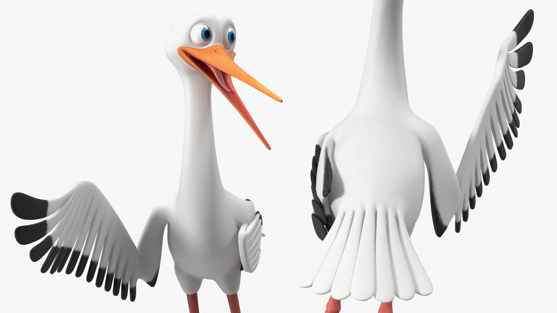 3D Cartoon Stork Talk Pose model