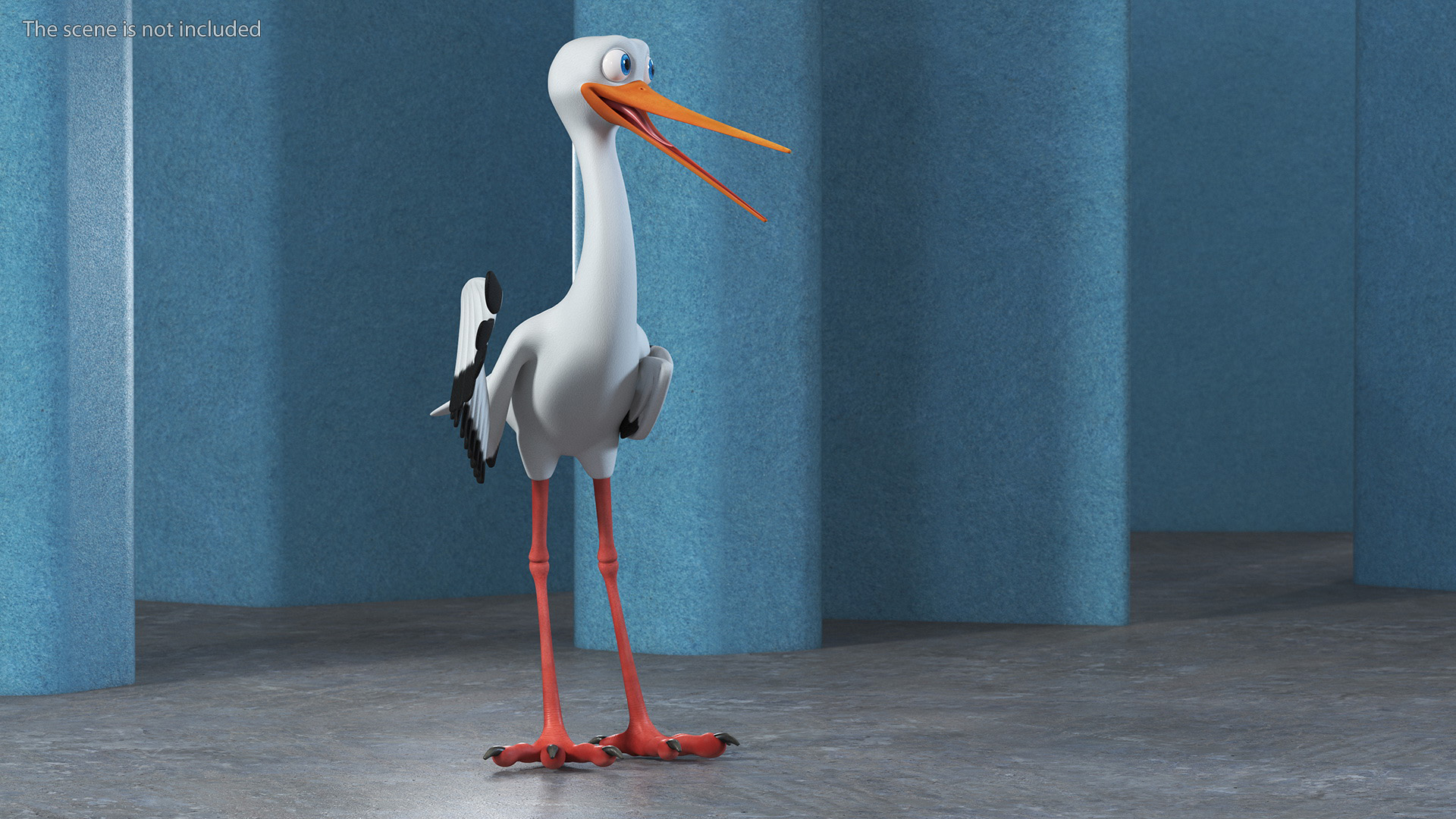 3D Cartoon Stork Talk Pose model