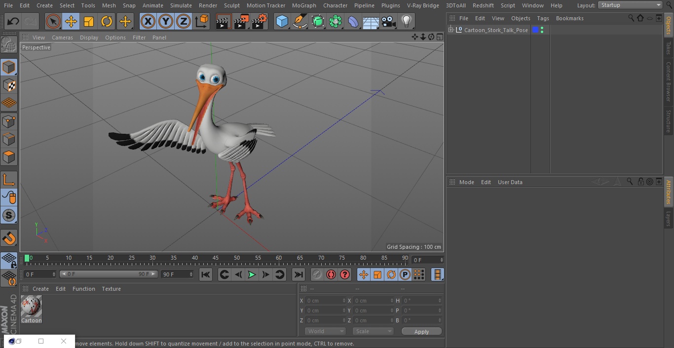 3D Cartoon Stork Talk Pose model