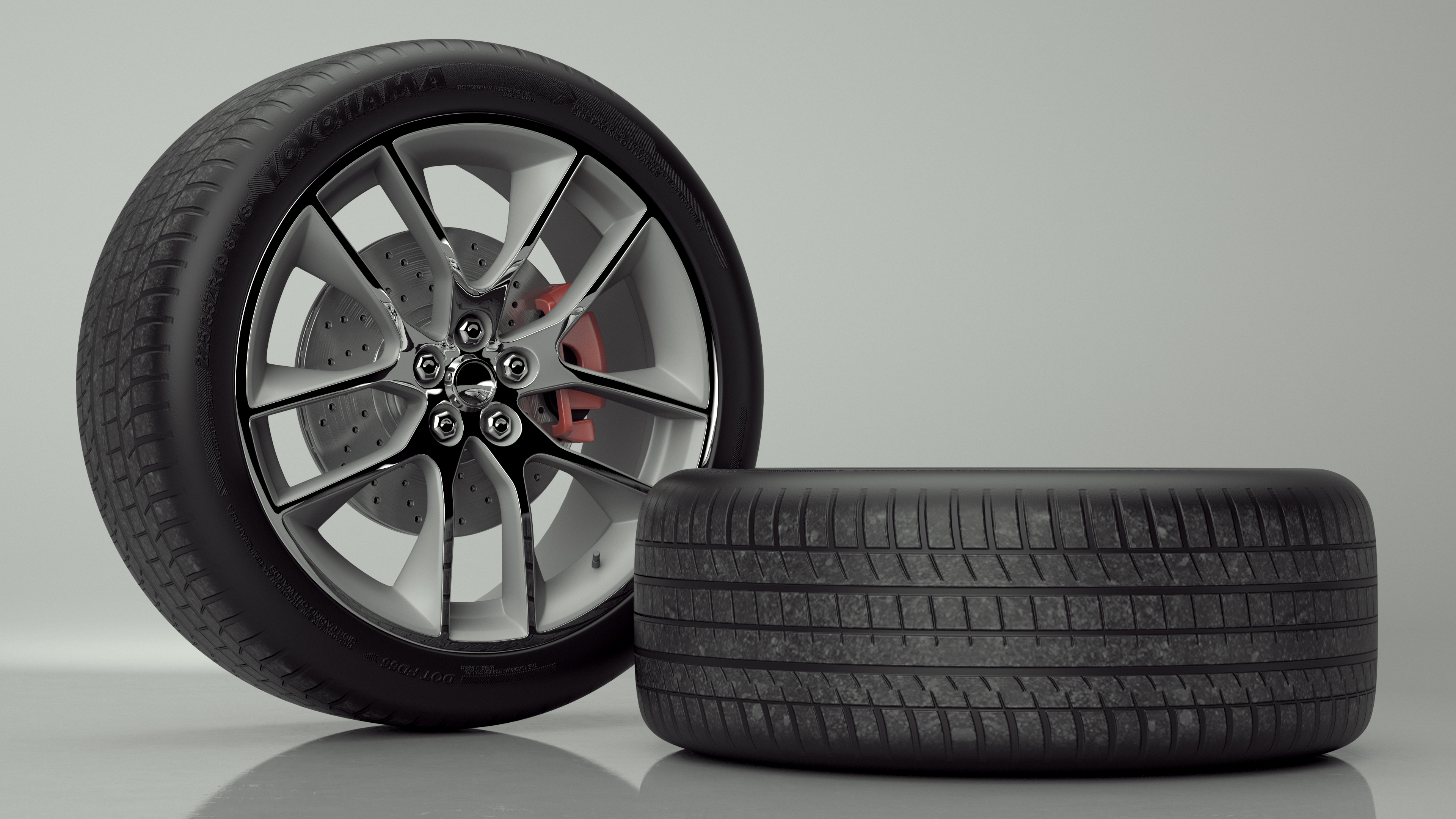 3D Yokohama Performance Car Tire with Alloy Wheel