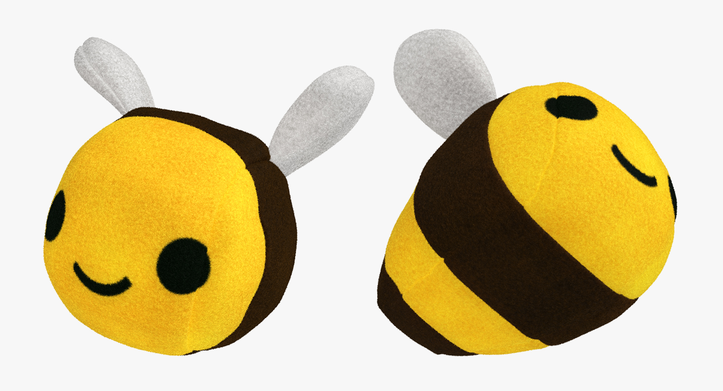 Stuffed Bee Toy with Fur 3D model