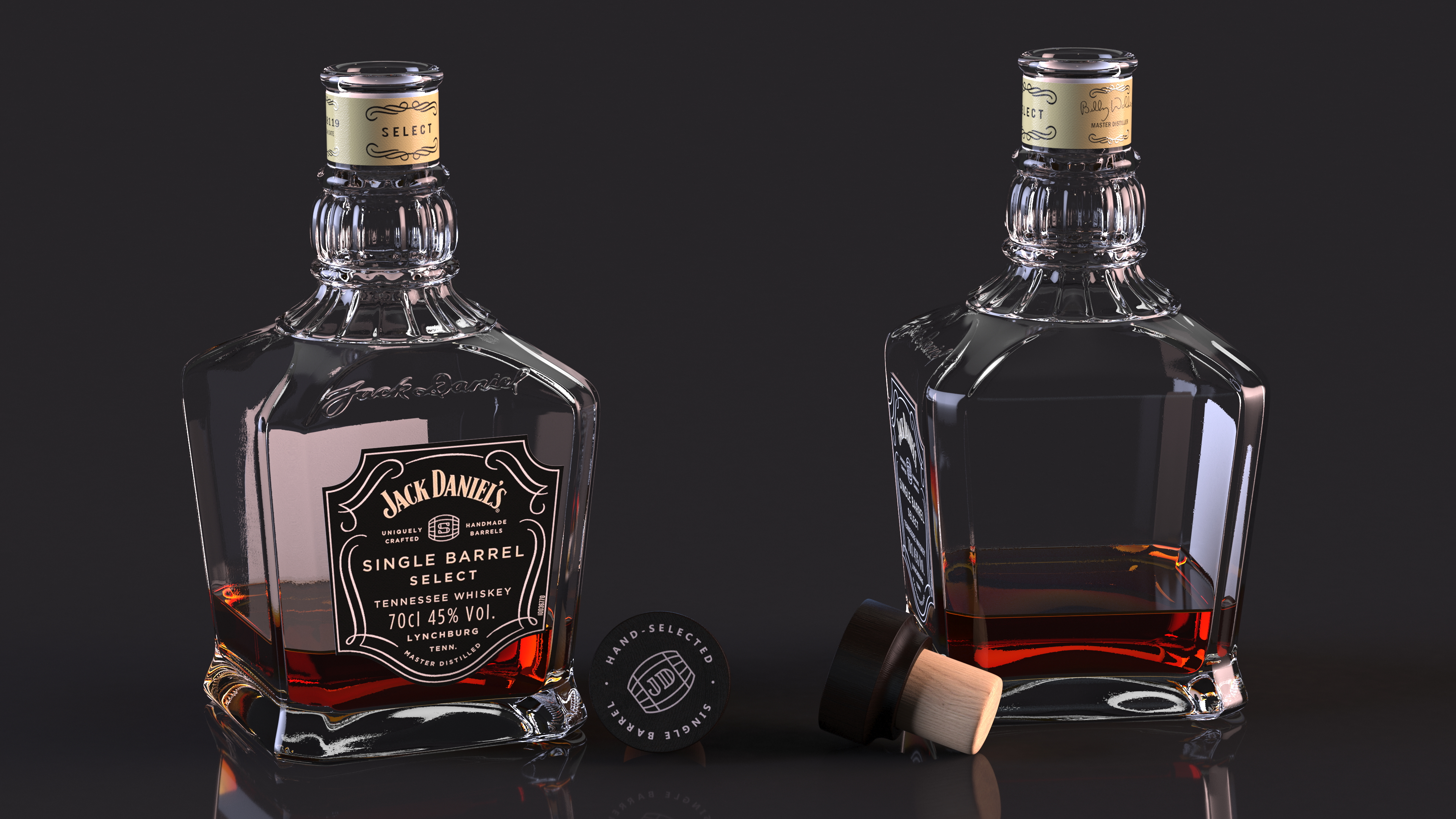 3D Open Bottle of Jack Daniels Single Barrel