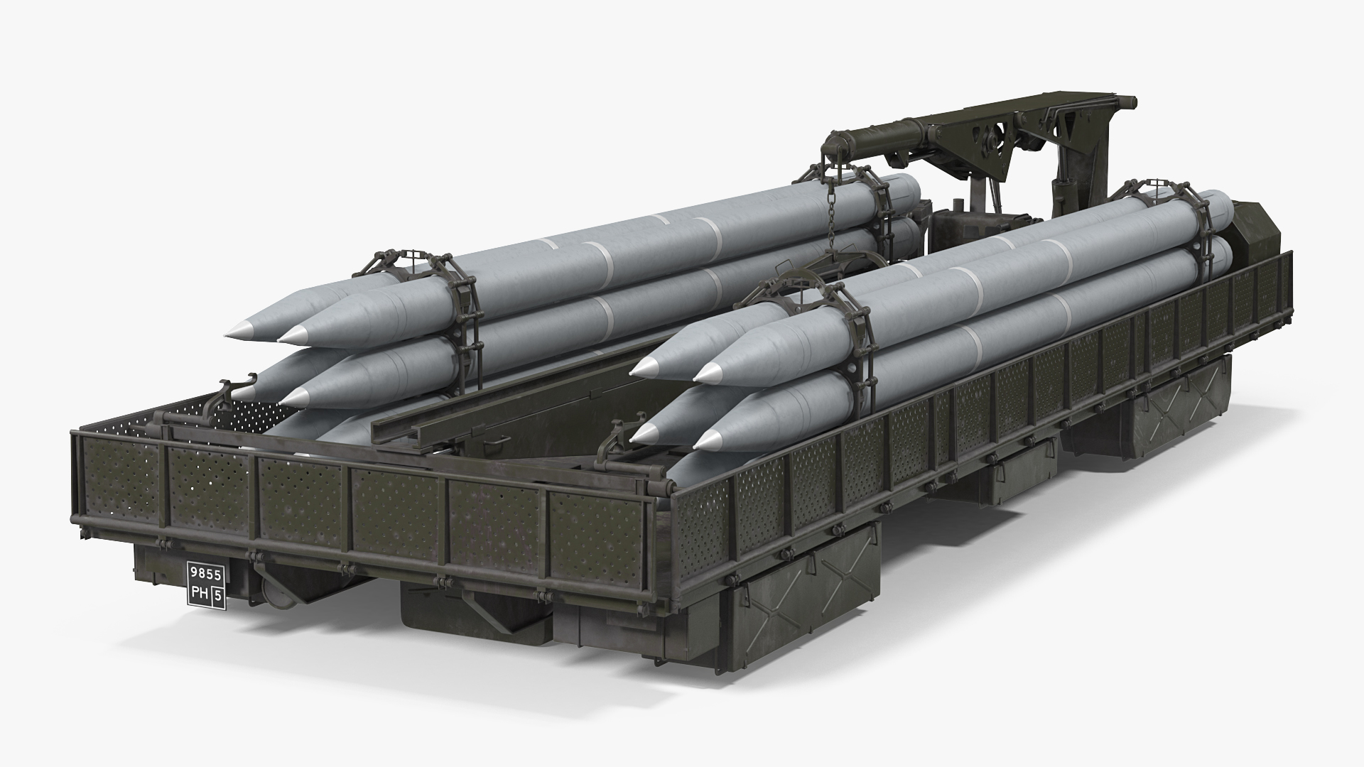 3D model Spare Rockets Containers with Crane