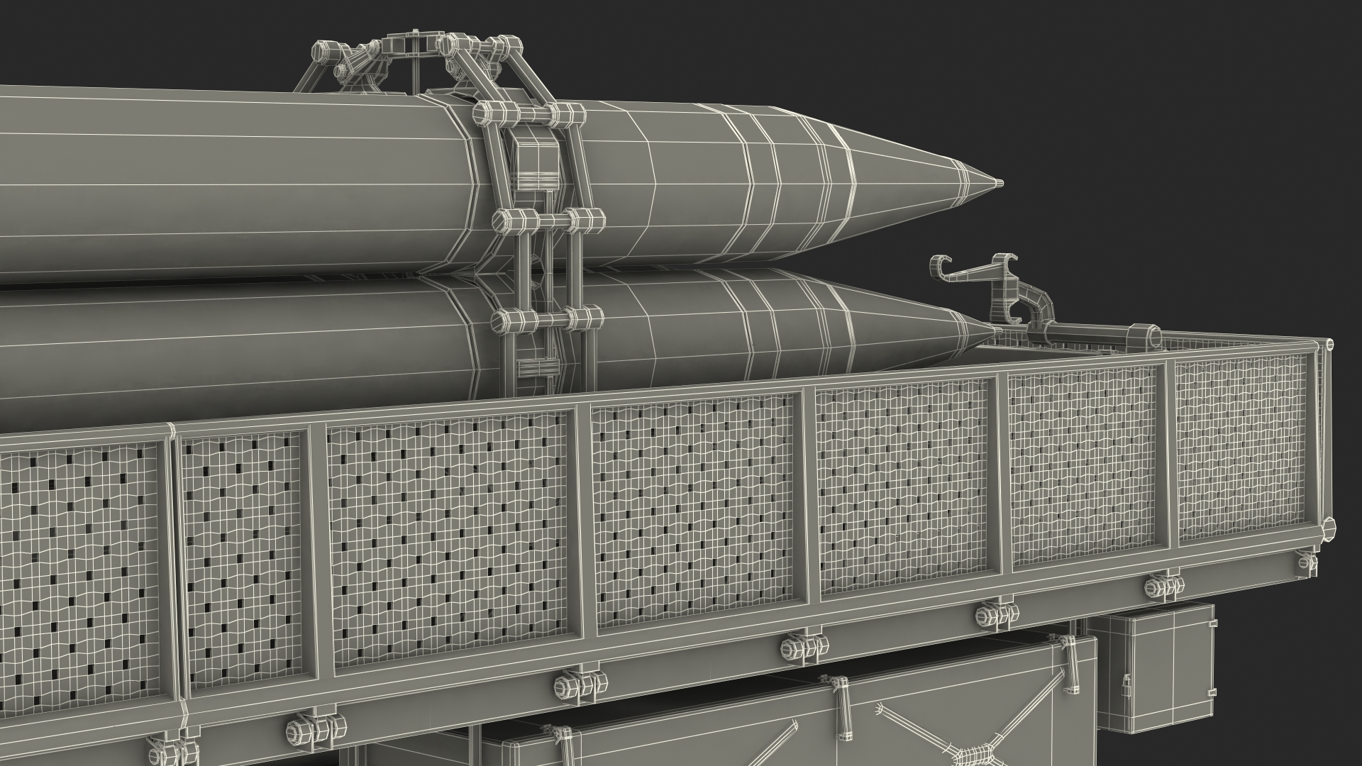 3D model Spare Rockets Containers with Crane