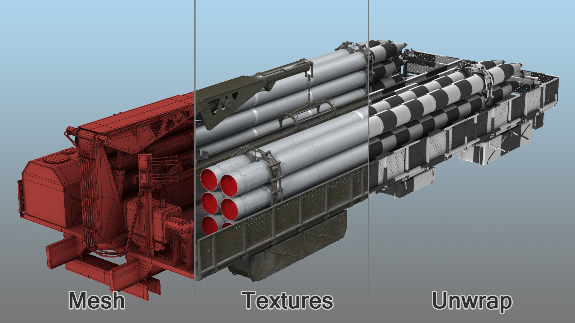 3D model Spare Rockets Containers with Crane