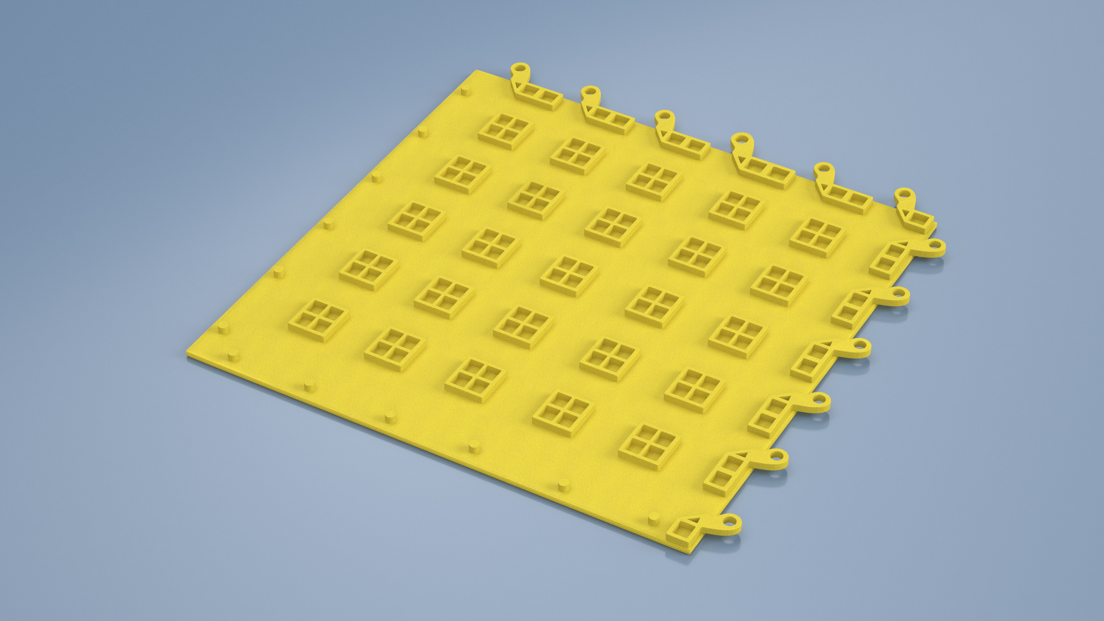 Interlocking Floor Mat Tile Yellow 3D model