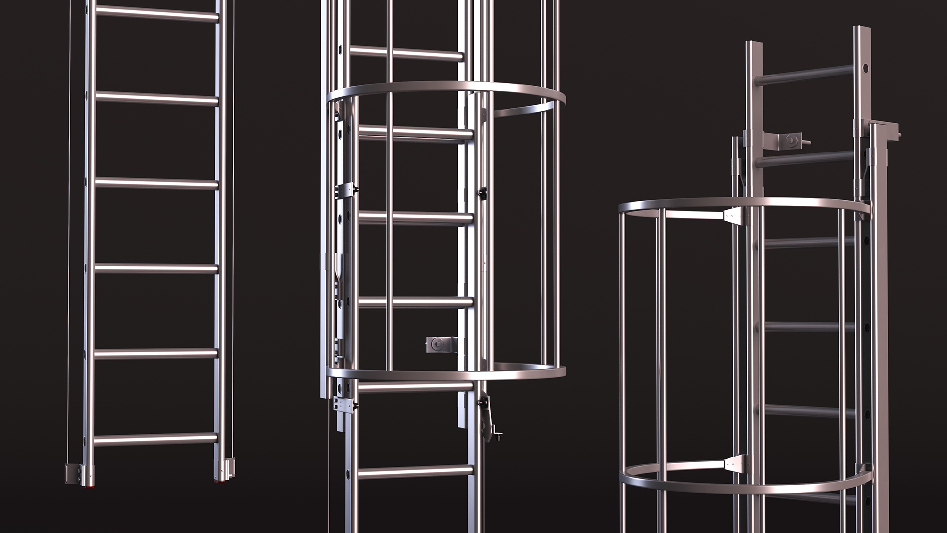 Fire Escape Dropdown Ladder Rigged 3D model