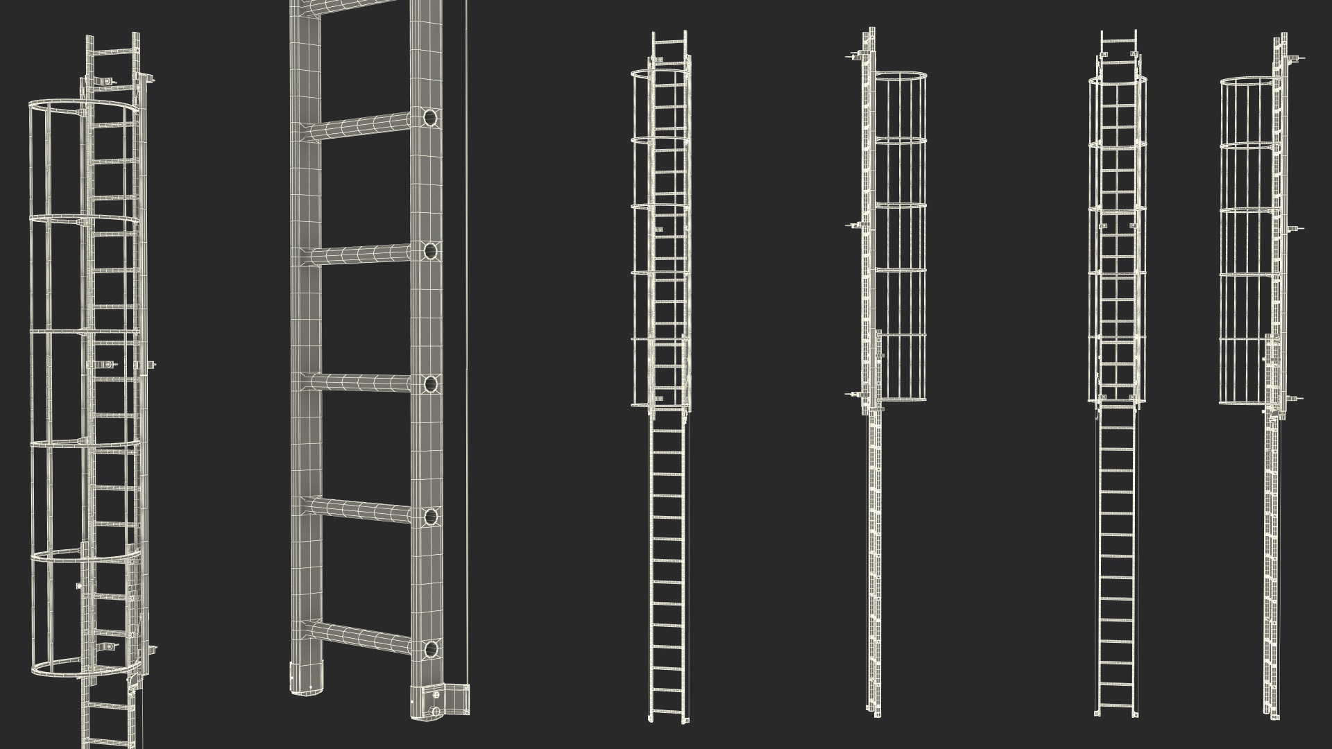 3D Fire Escape Dropdown Ladder Rigged for Cinema 4D model