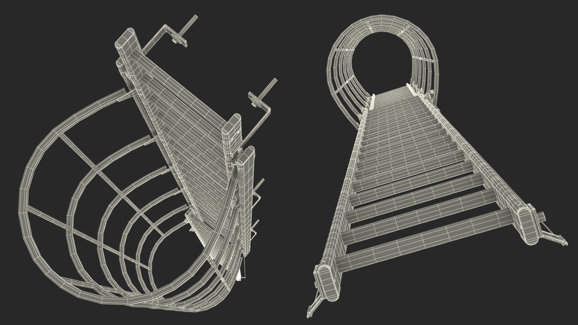 3D Fire Escape Dropdown Ladder Rigged for Cinema 4D model