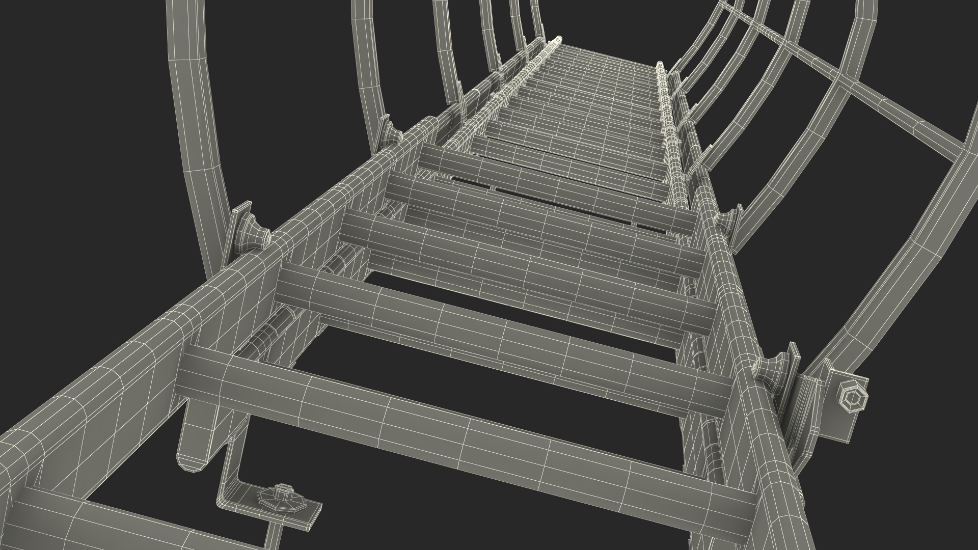 Fire Escape Dropdown Ladder Rigged 3D model