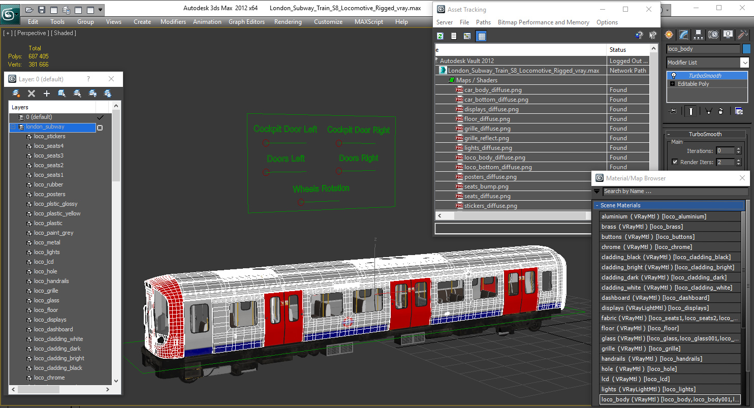 3D model London Subway Train S8 Locomotive Rigged