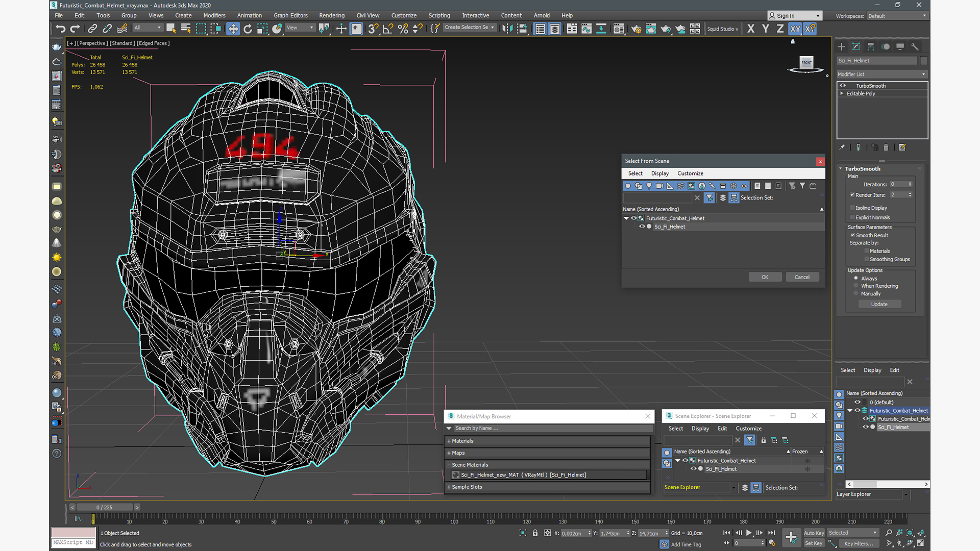 Futuristic Combat Helmet 3D model