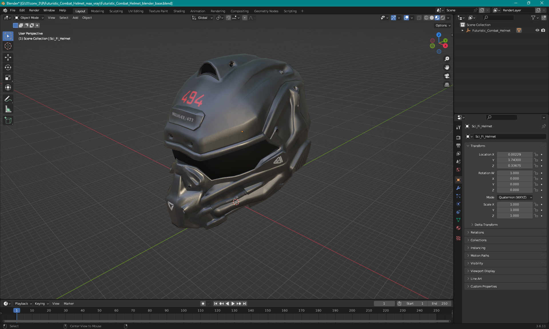 Futuristic Combat Helmet 3D model