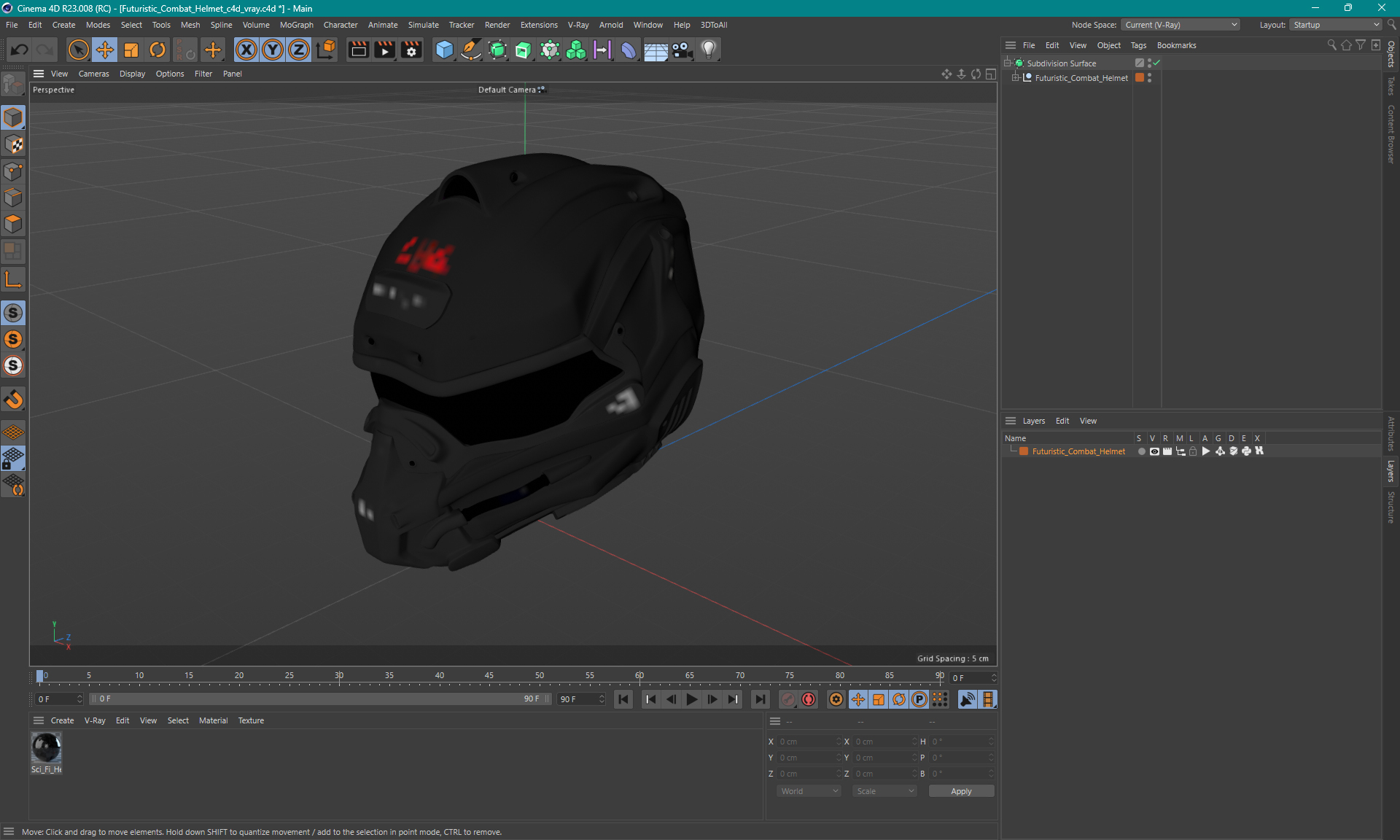 Futuristic Combat Helmet 3D model