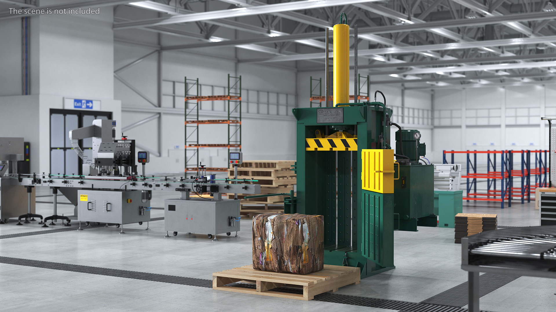 3D Bailing Machine Green with Cardboard Briquette