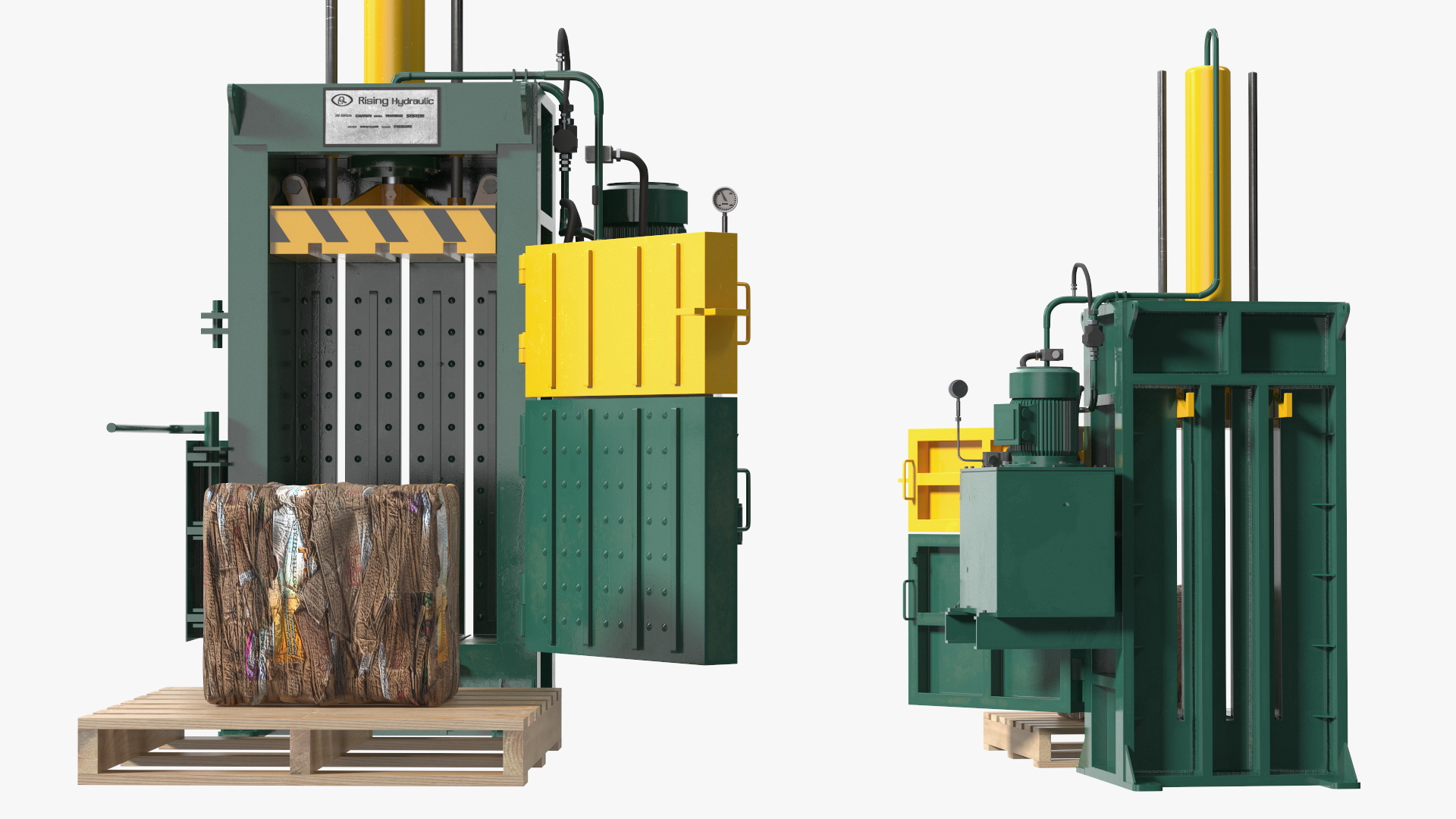 3D Bailing Machine Green with Cardboard Briquette