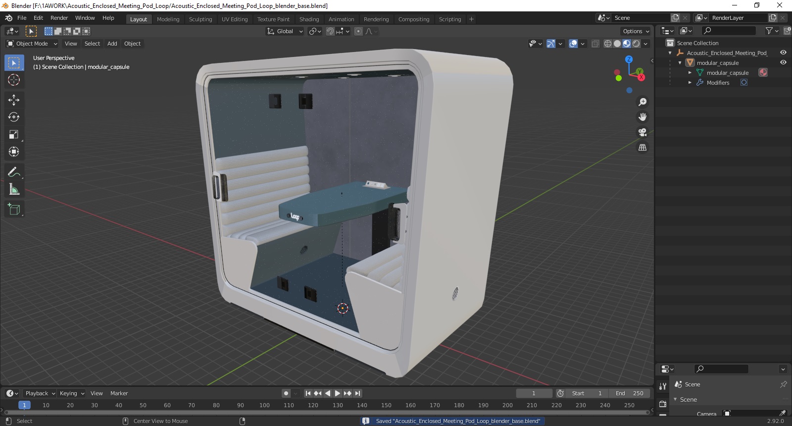 Acoustic Enclosed Meeting Pod Loop 3D model