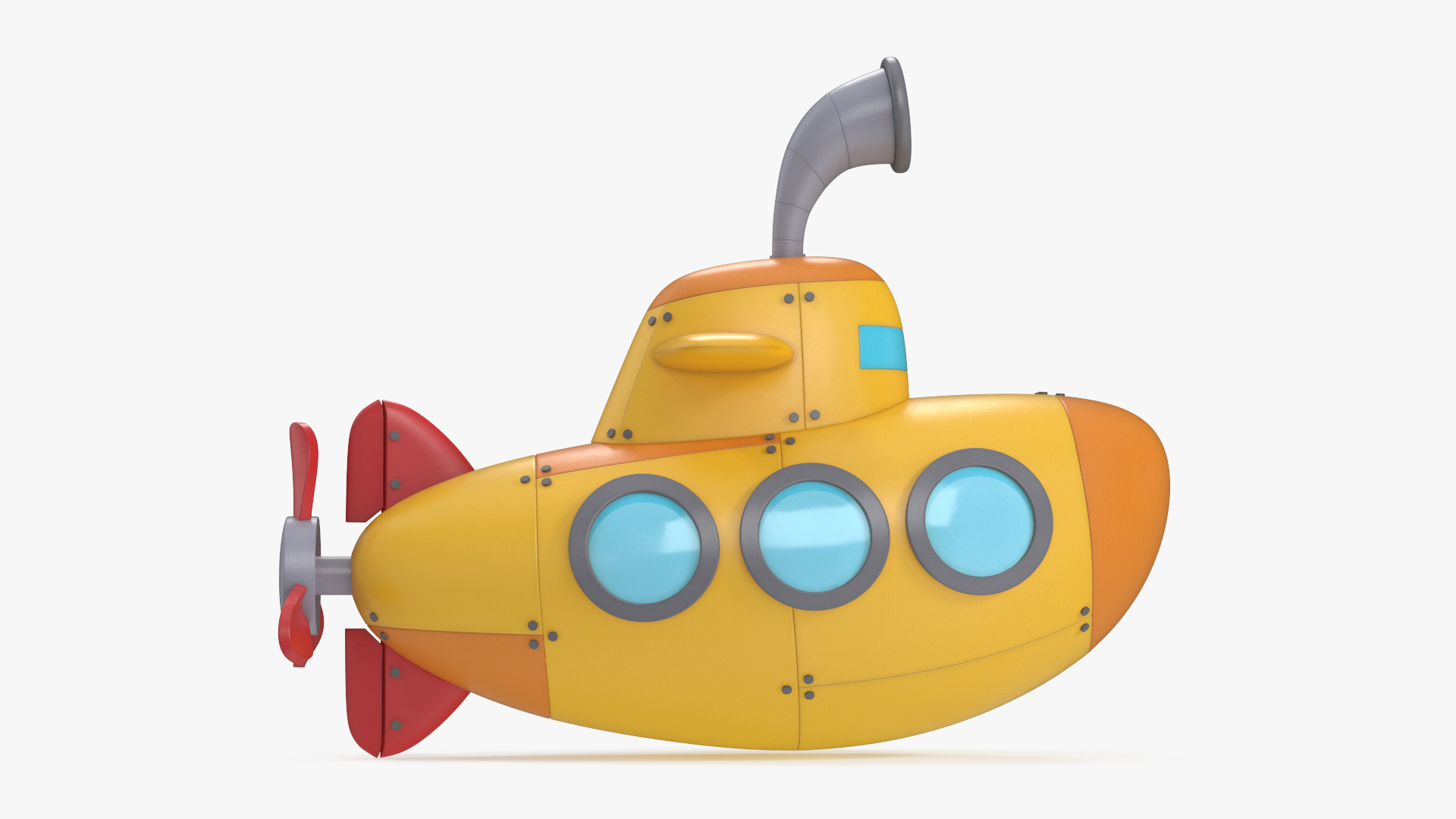 Cartoon Submarine Orange 3D model