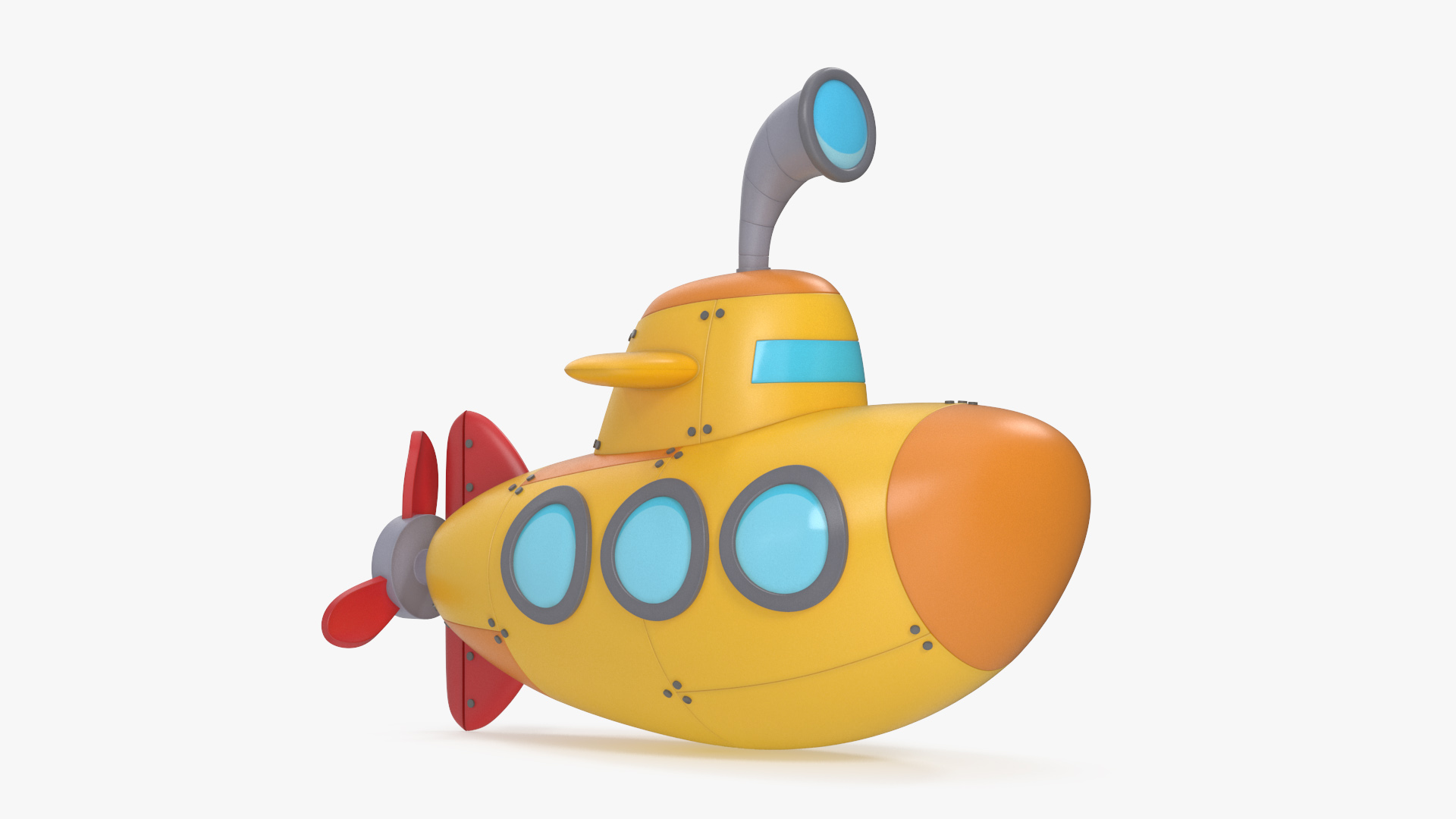 Cartoon Submarine Orange 3D model