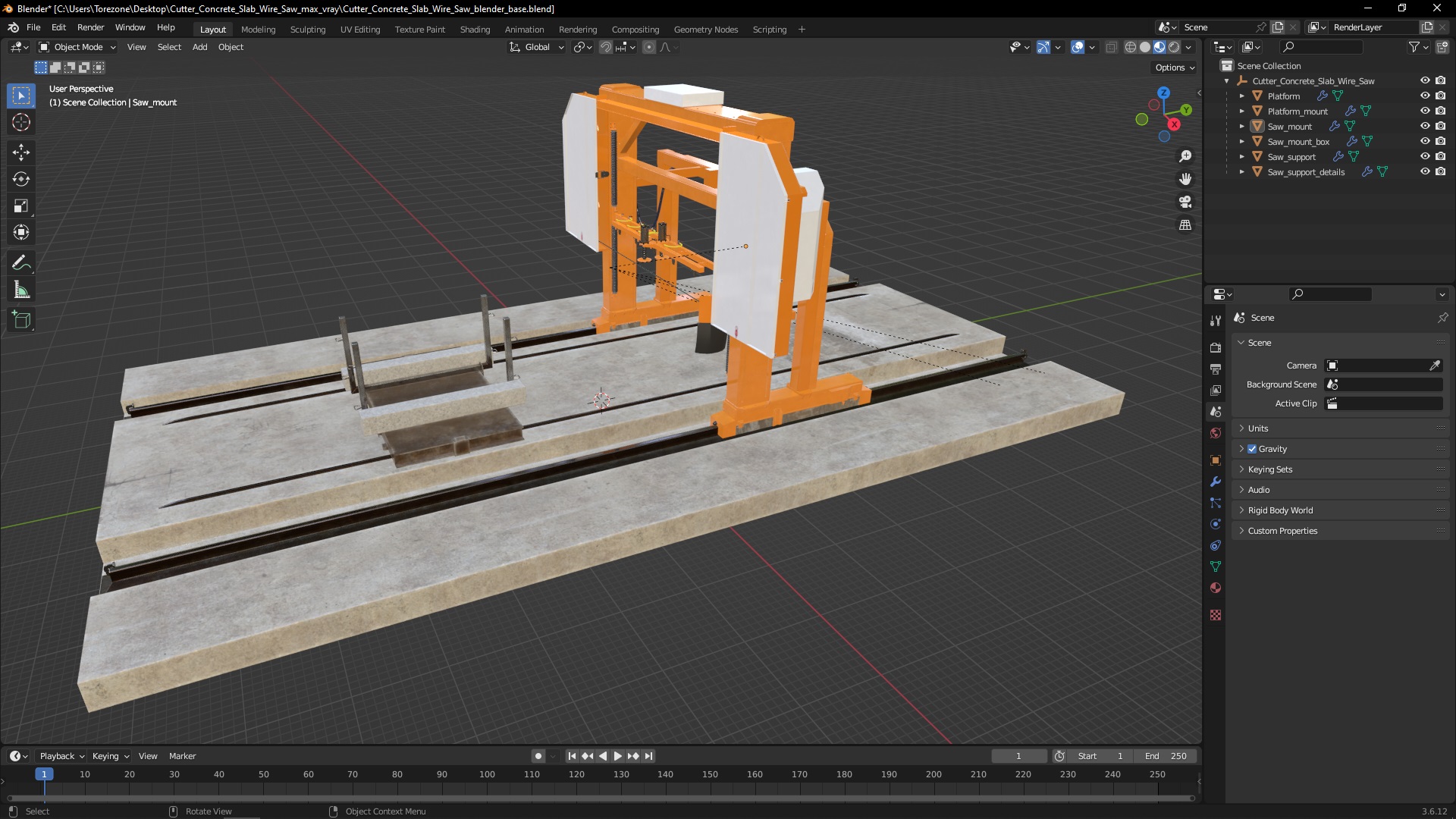 Cutter Concrete Slab Wire Saw 3D model